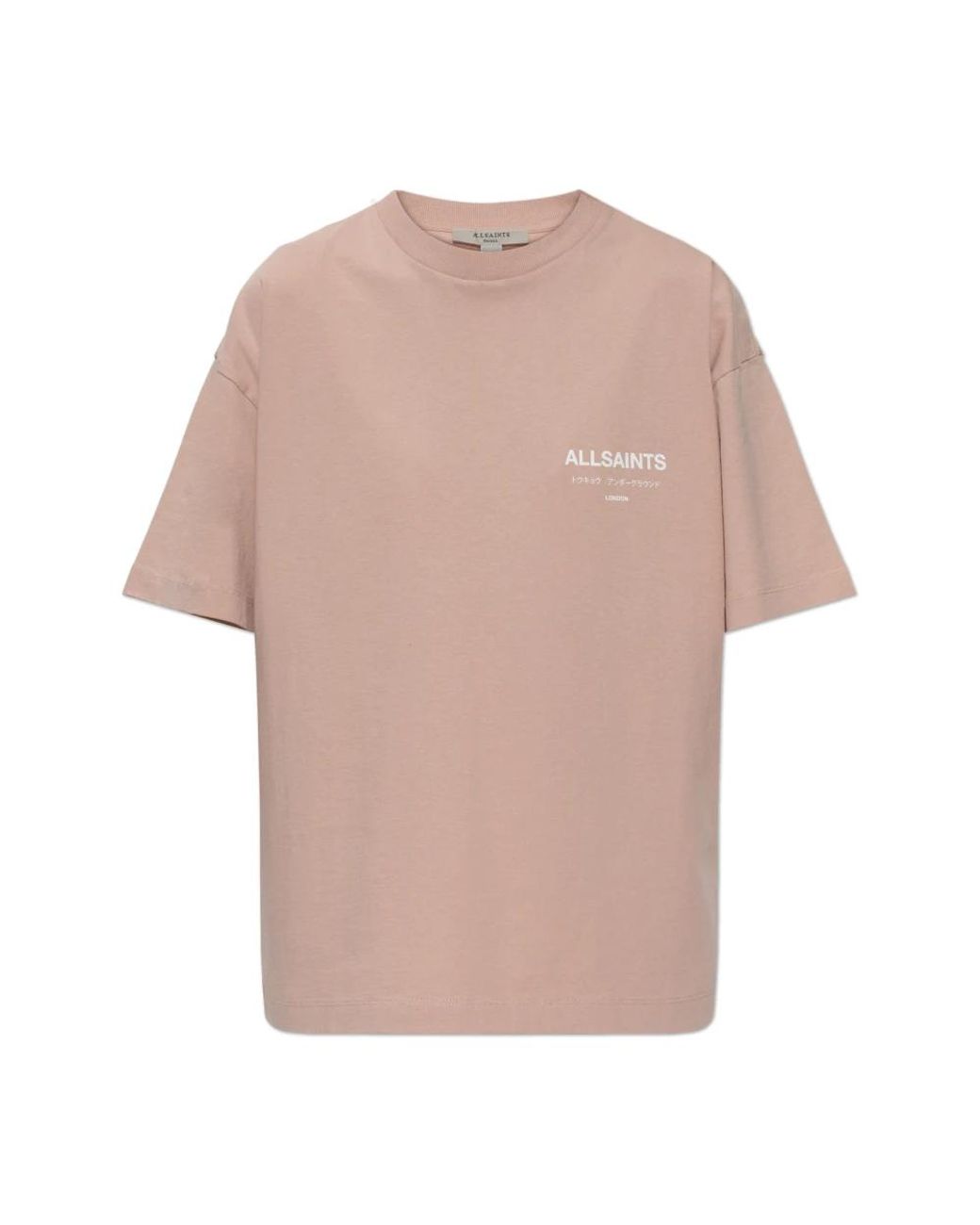 AllSaints Tops ,Roze ,Katoen Underground T-Shirt in het Natural