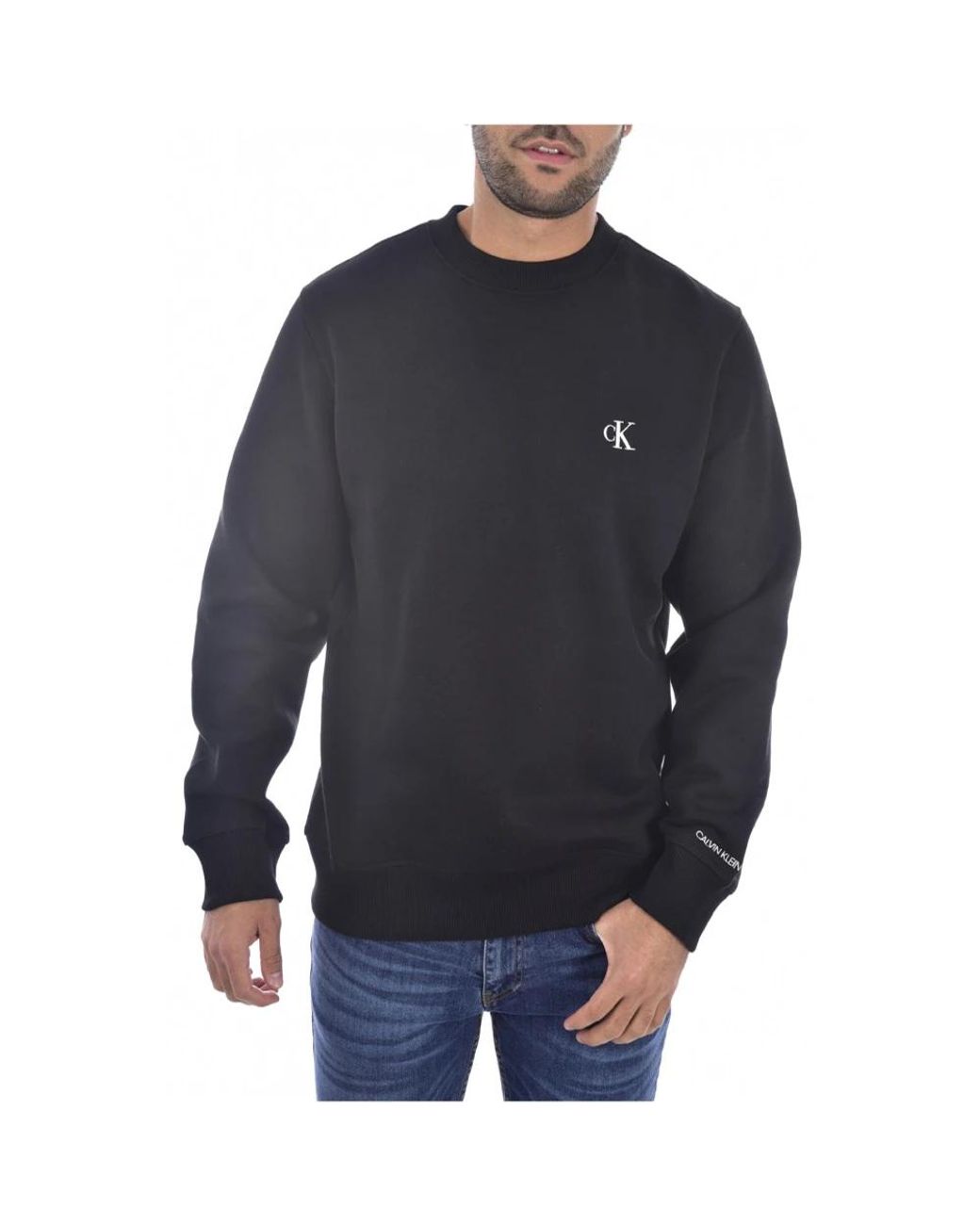 Calvin Klein Basic sweatshirt - loose fit, rundhalsausschnitt, lange ärmel,  besticktes logo in Blau für Herren | Lyst DE