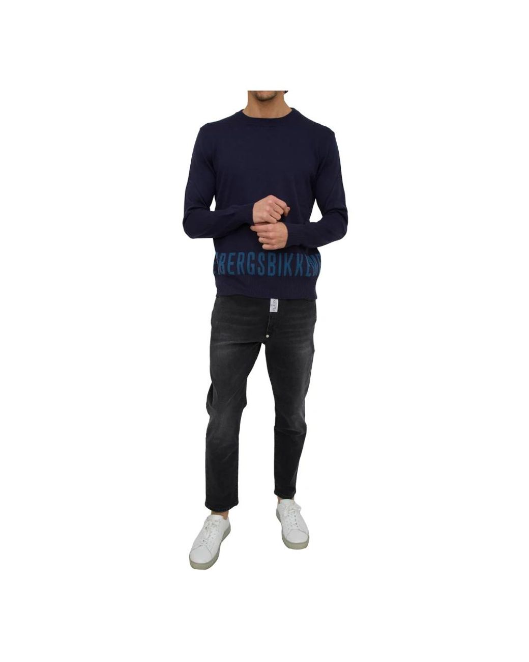 Bikkembergs Blue Round-Neck Knitwear for men