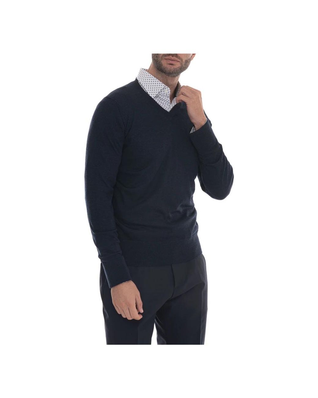 hindustrie Blue V-Neck Knitwear for men