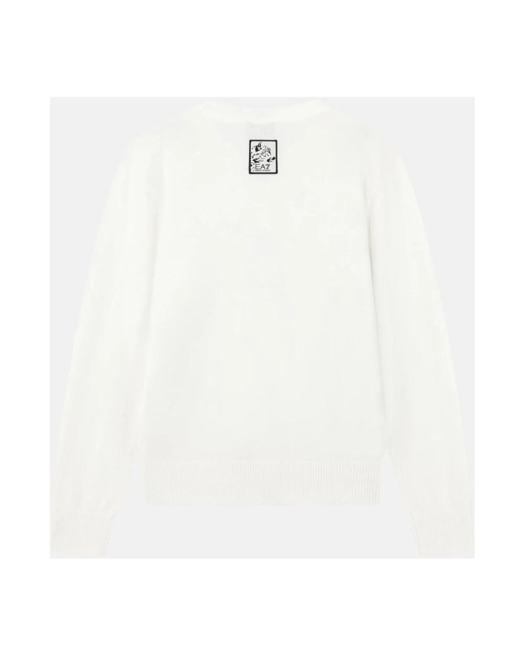 EA7 White Round-Neck Knitwear
