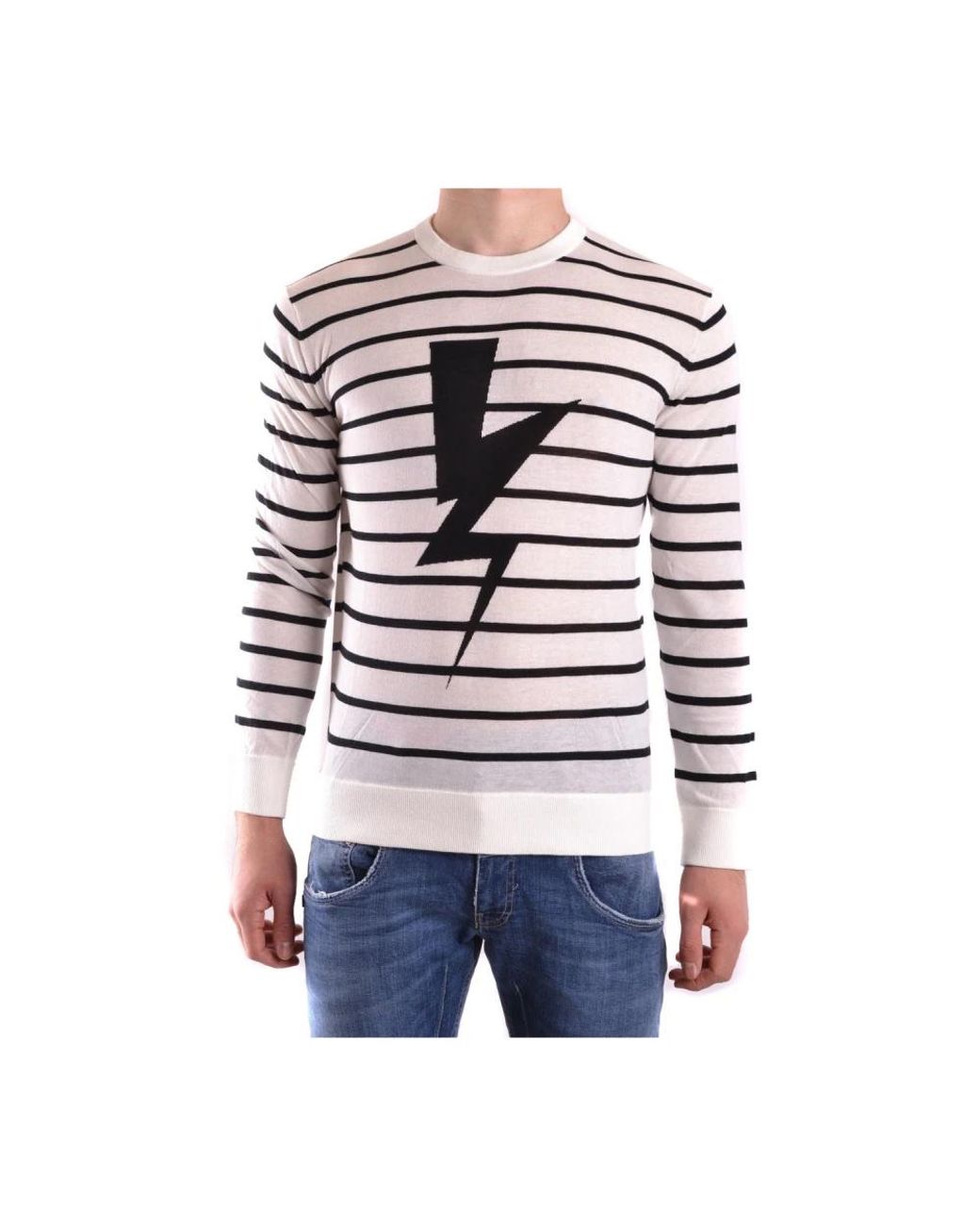 Neil Barrett White Round-Neck Knitwear for men