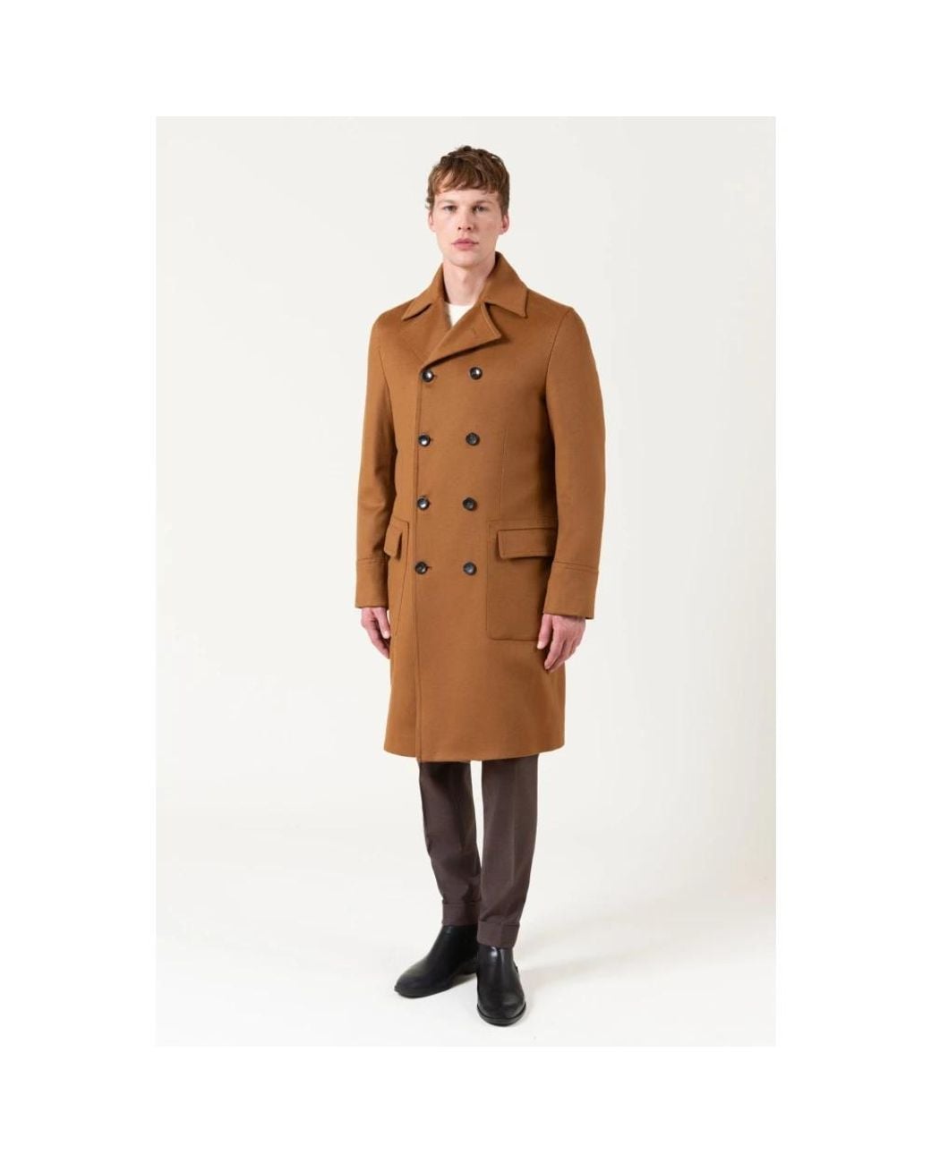 AUTORE Brown Double-Breasted Coats for men