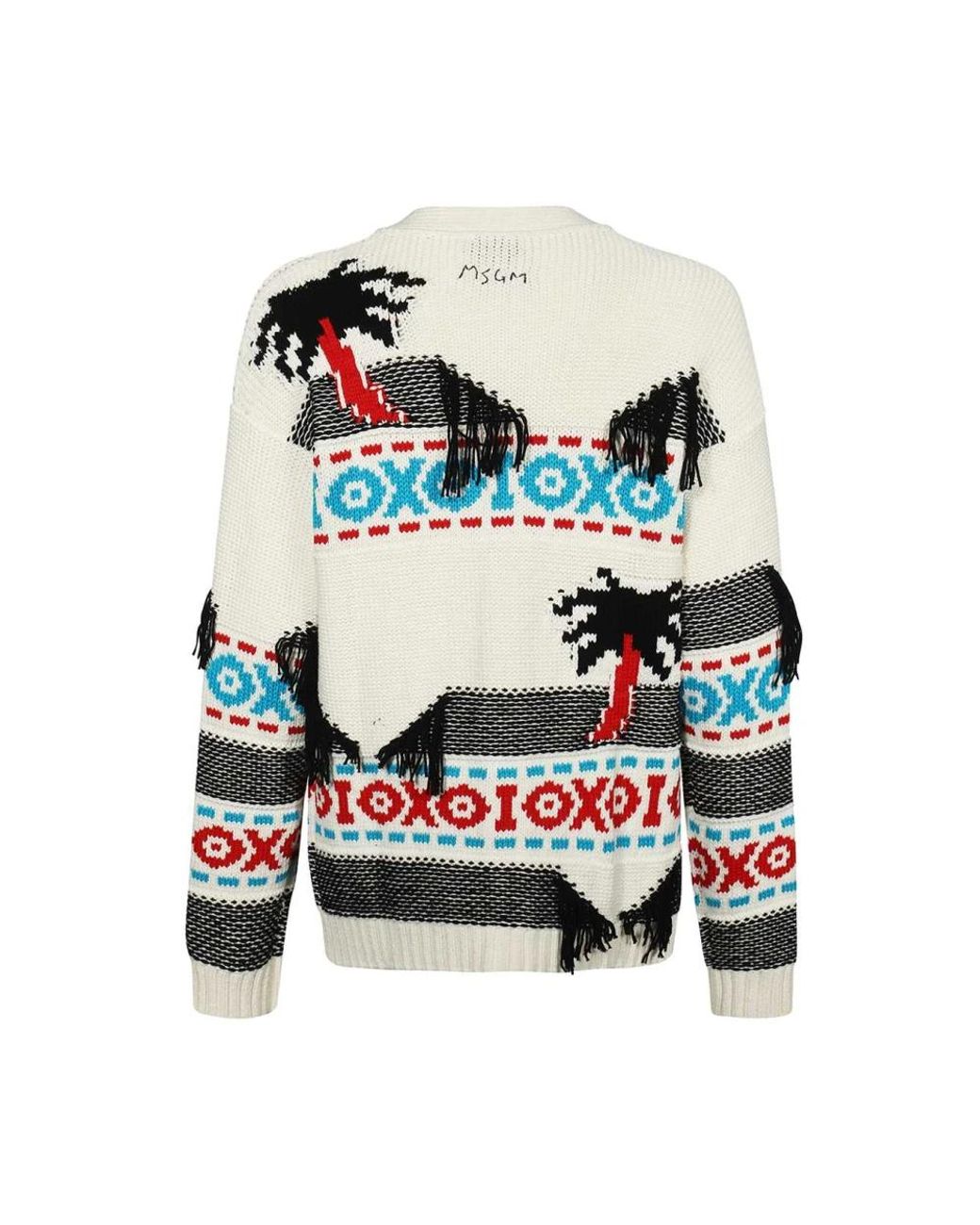 MSGM Truien & Vesten ,Veelkleurig ,Katoen Gefranjerde Katoenen Vest Intarsia-Stijl in het Multicolor voor heren