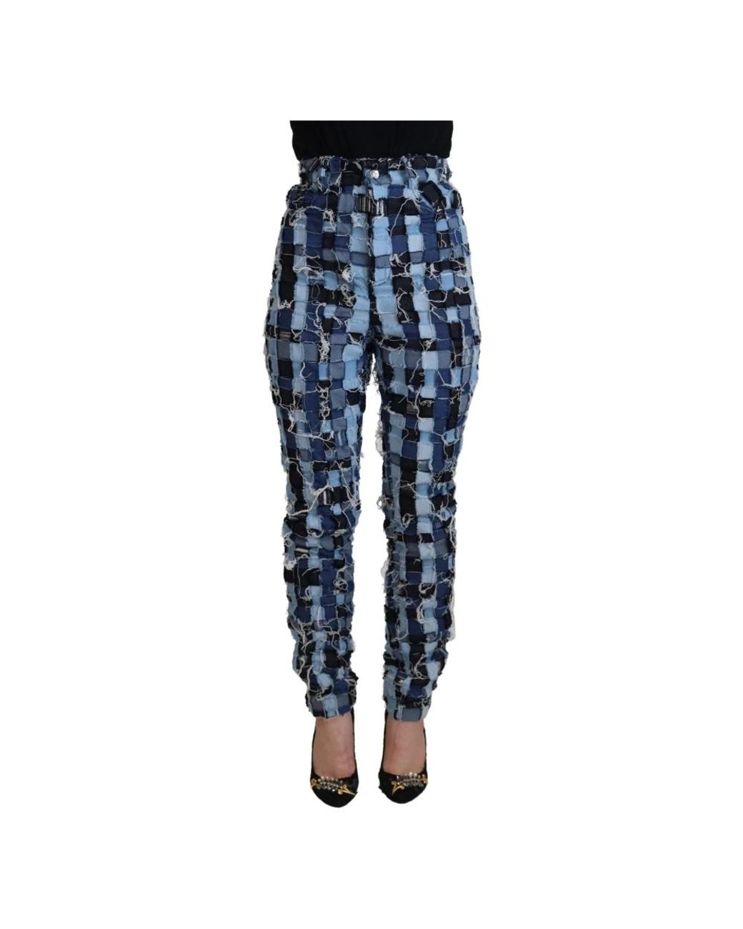 Dolce & Gabbana Patchwork Jeans Stijl Blauw in het Blue