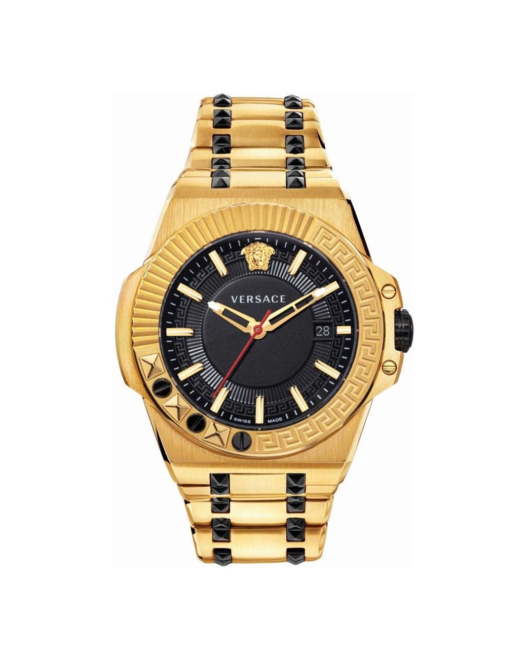 Versace Accessoires ,Geel ,Chain Reaction Horloge Zwart/Goud in het Metallic voor heren