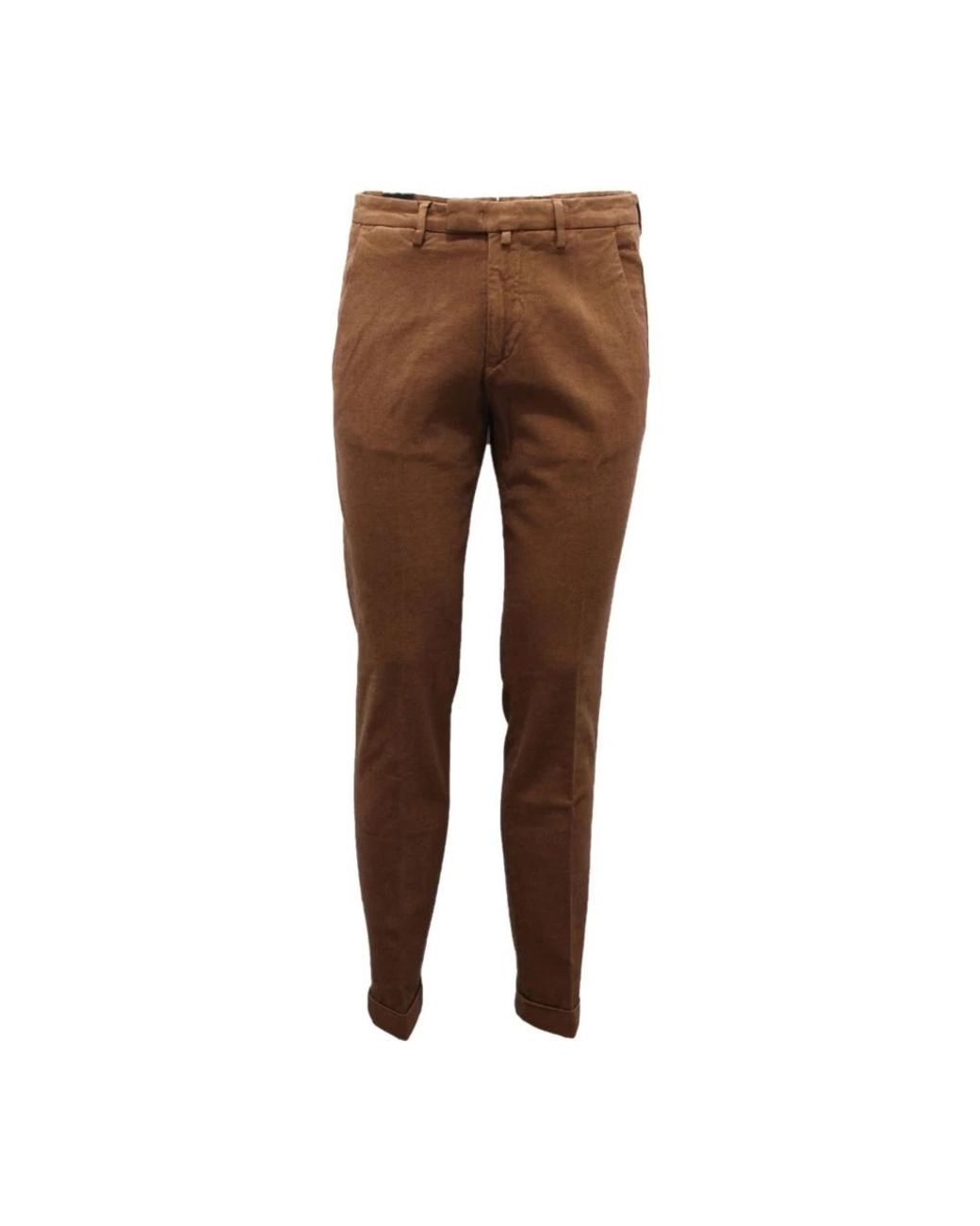 BRIGLIA Brown Slim-Fit Trousers for men