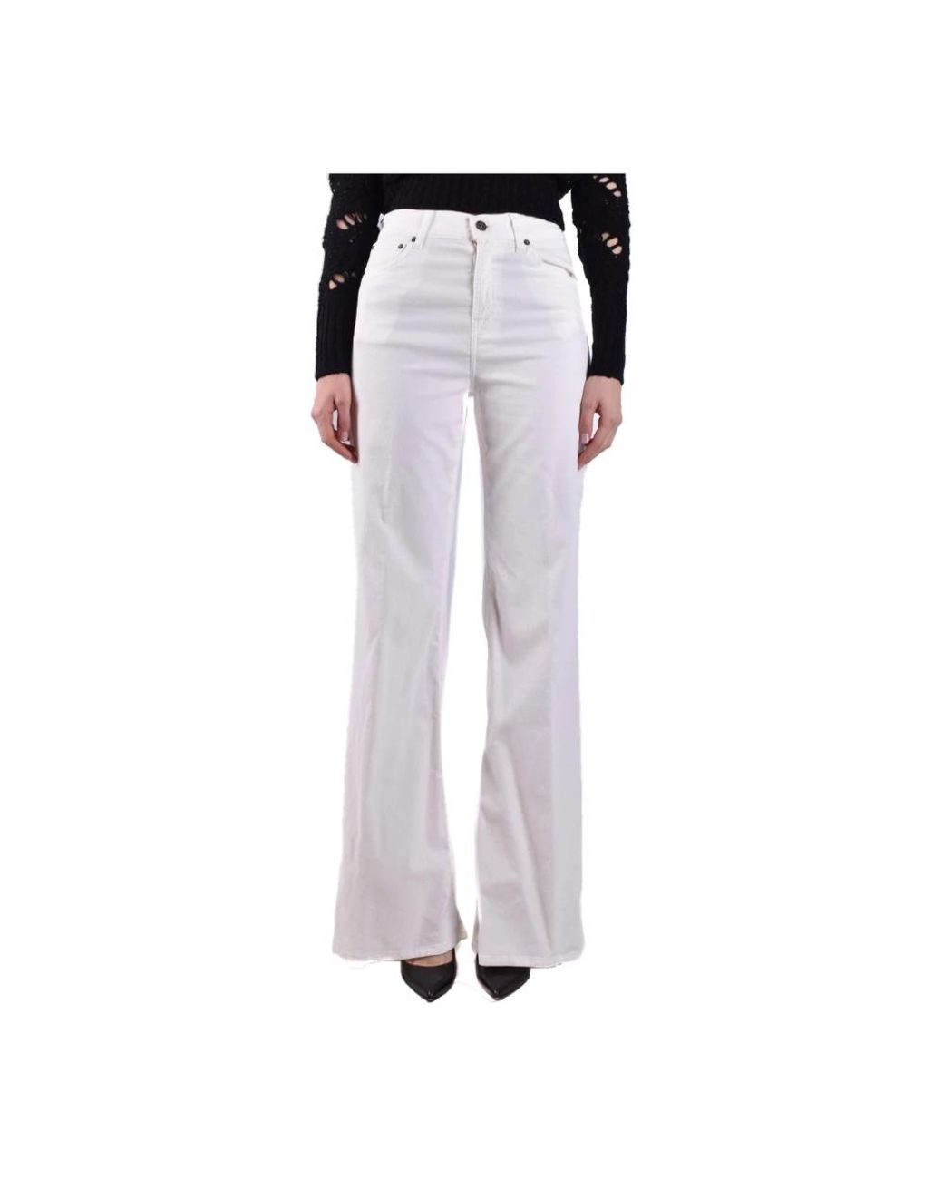 Jeans De Pierna Ancha Para Mujer, Mujer, Talla Dondup de color White