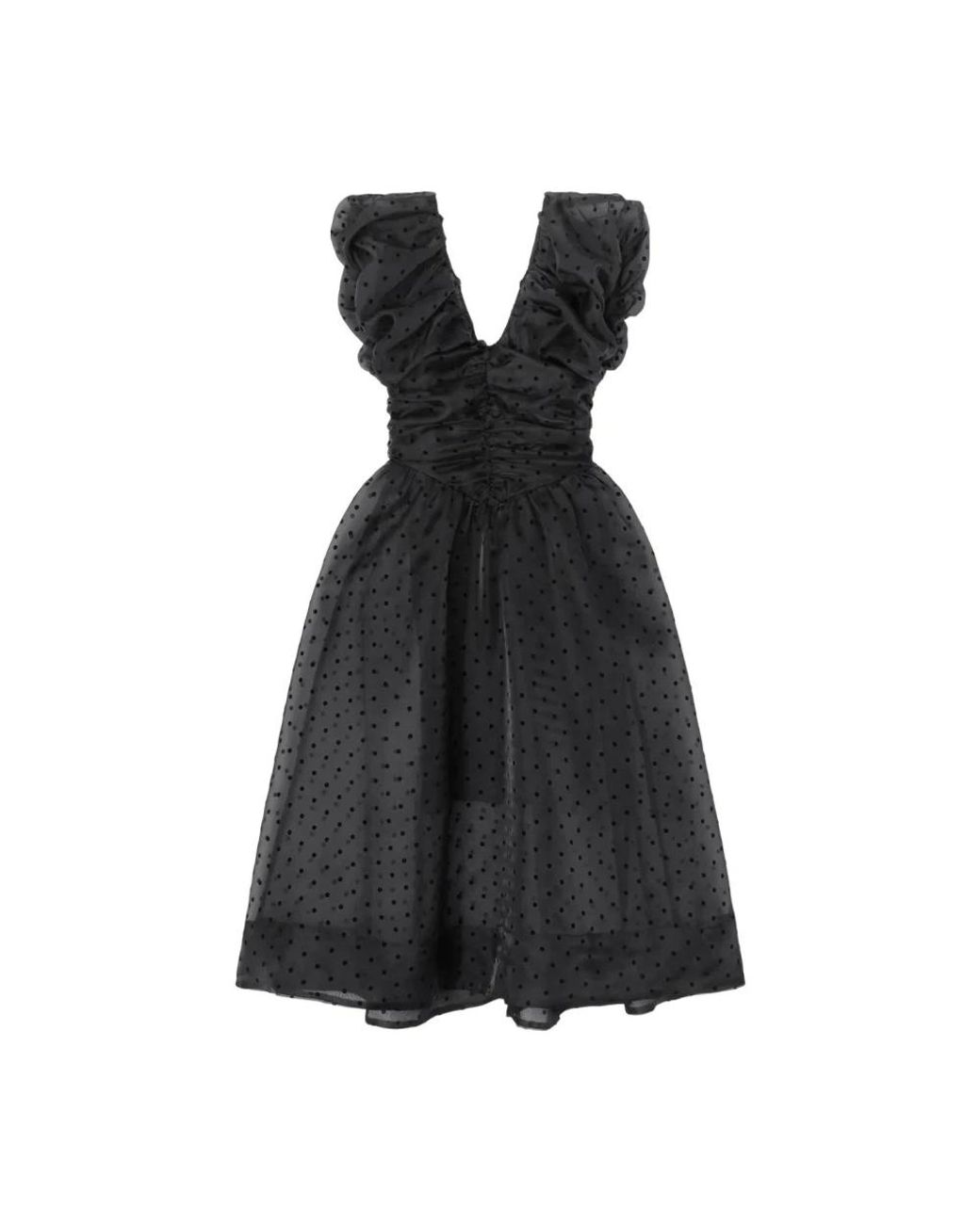 Ganni Kleedjes ,Zwart ,Organza Organza Jurk Met Rimpels in het Black