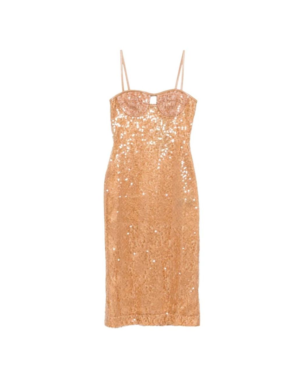 David Koma Midi-Jurk Met Pailletten in het Natural