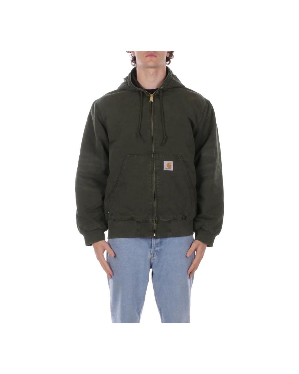 Carhartt Jassen ,Groen ,Katoen Hooded Jacket in het Black voor heren