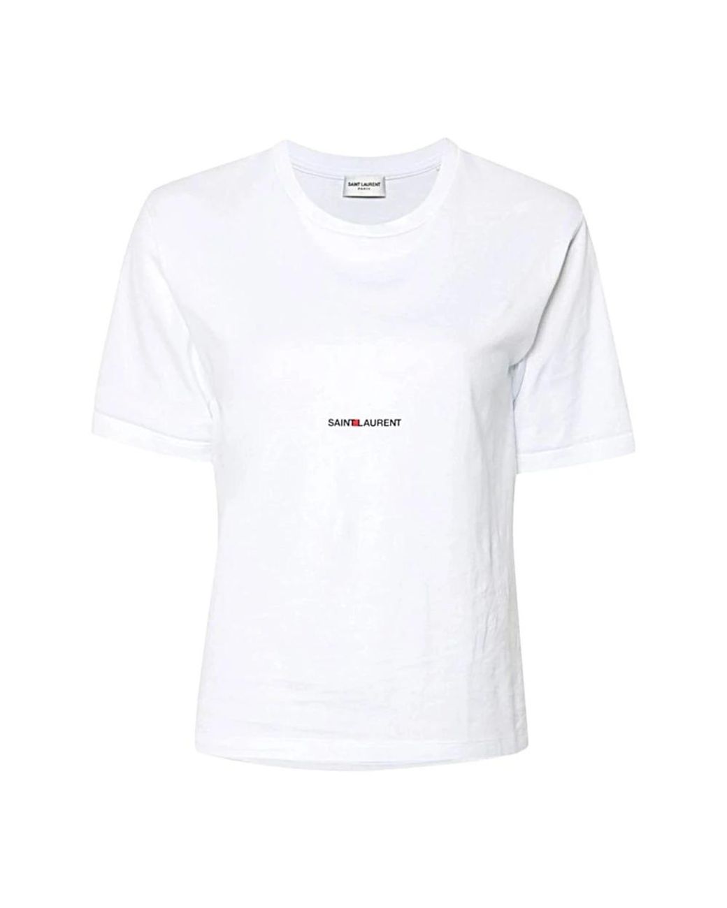 Saint Laurent White Boyfriend T-Shirt With Logo