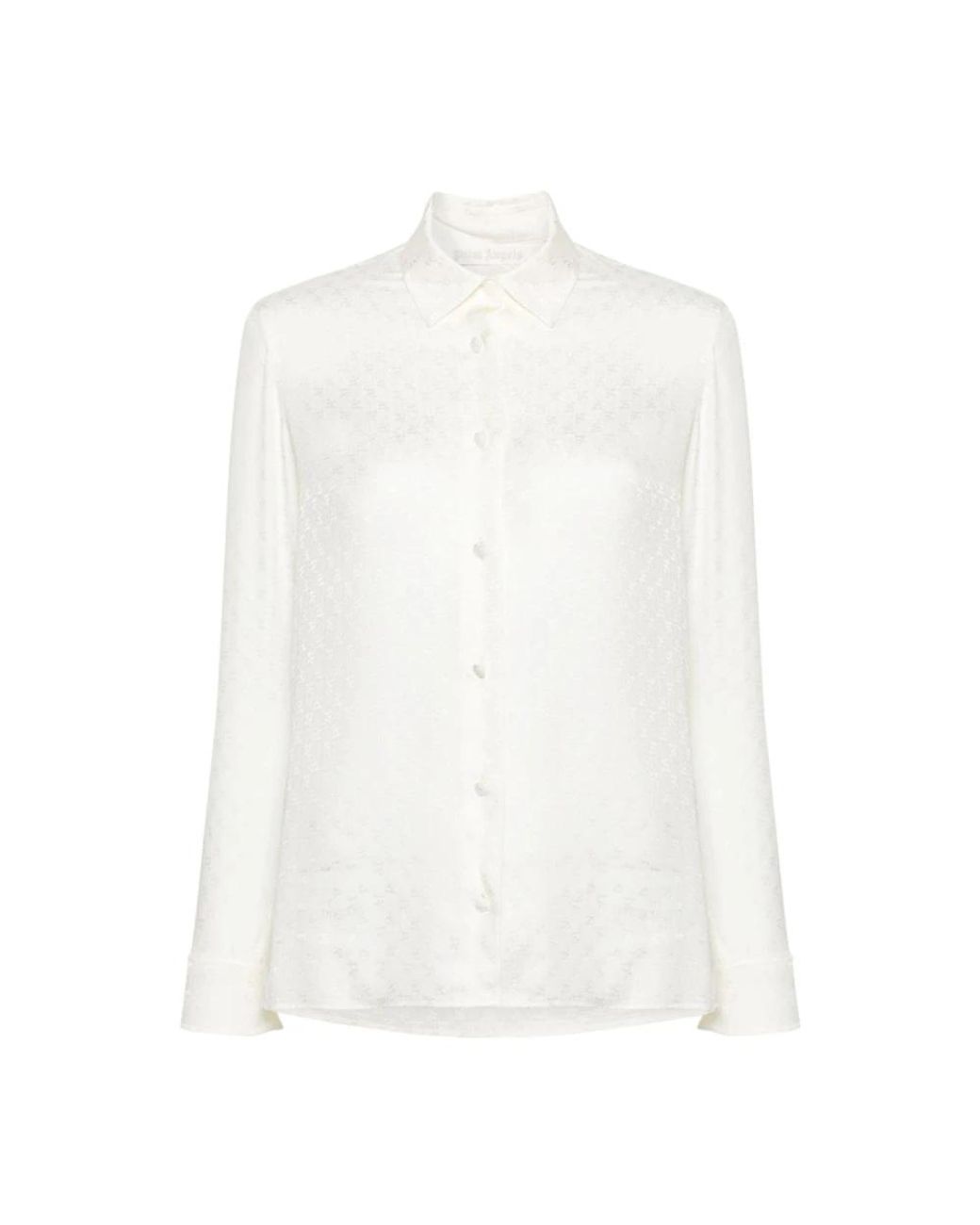 Palm Angels Overhemden ,Wit ,Monogram Jacquard Wit Overhemd in het White