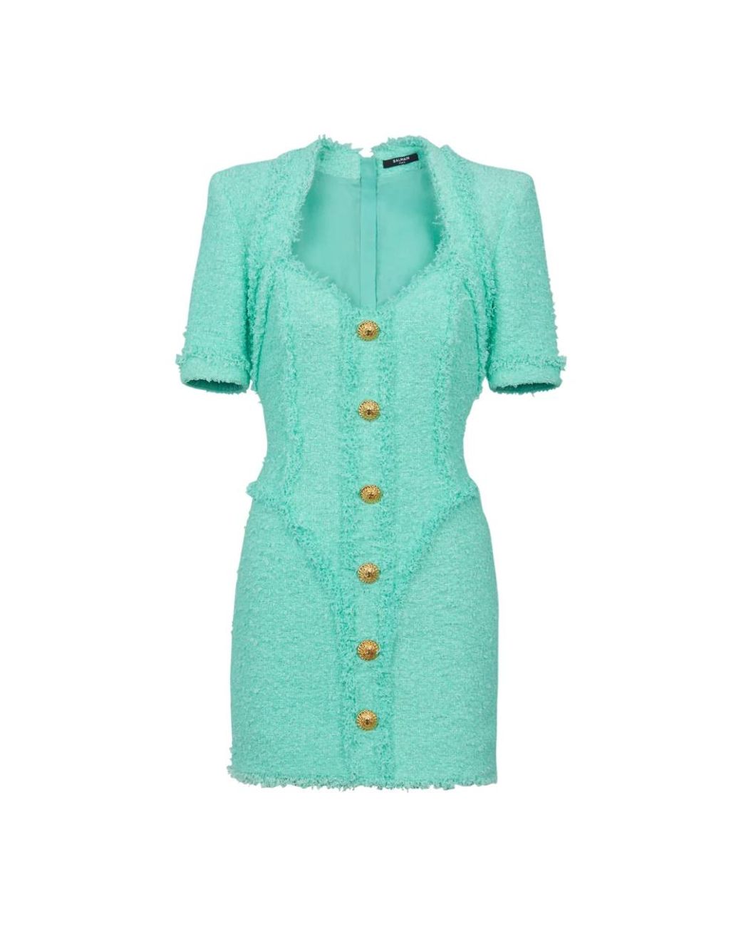 Balmain Kleedjes ,Blauw ,Tweed Tweed Jurk Met Knopen in het Blue