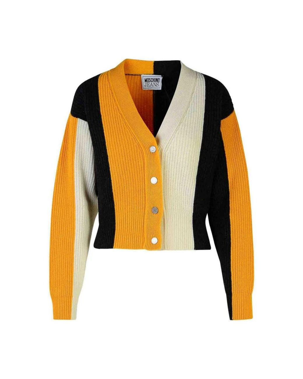 Moschino Truien & Vesten ,Veelkleurig ,Wol Gestreept Vest in het Yellow
