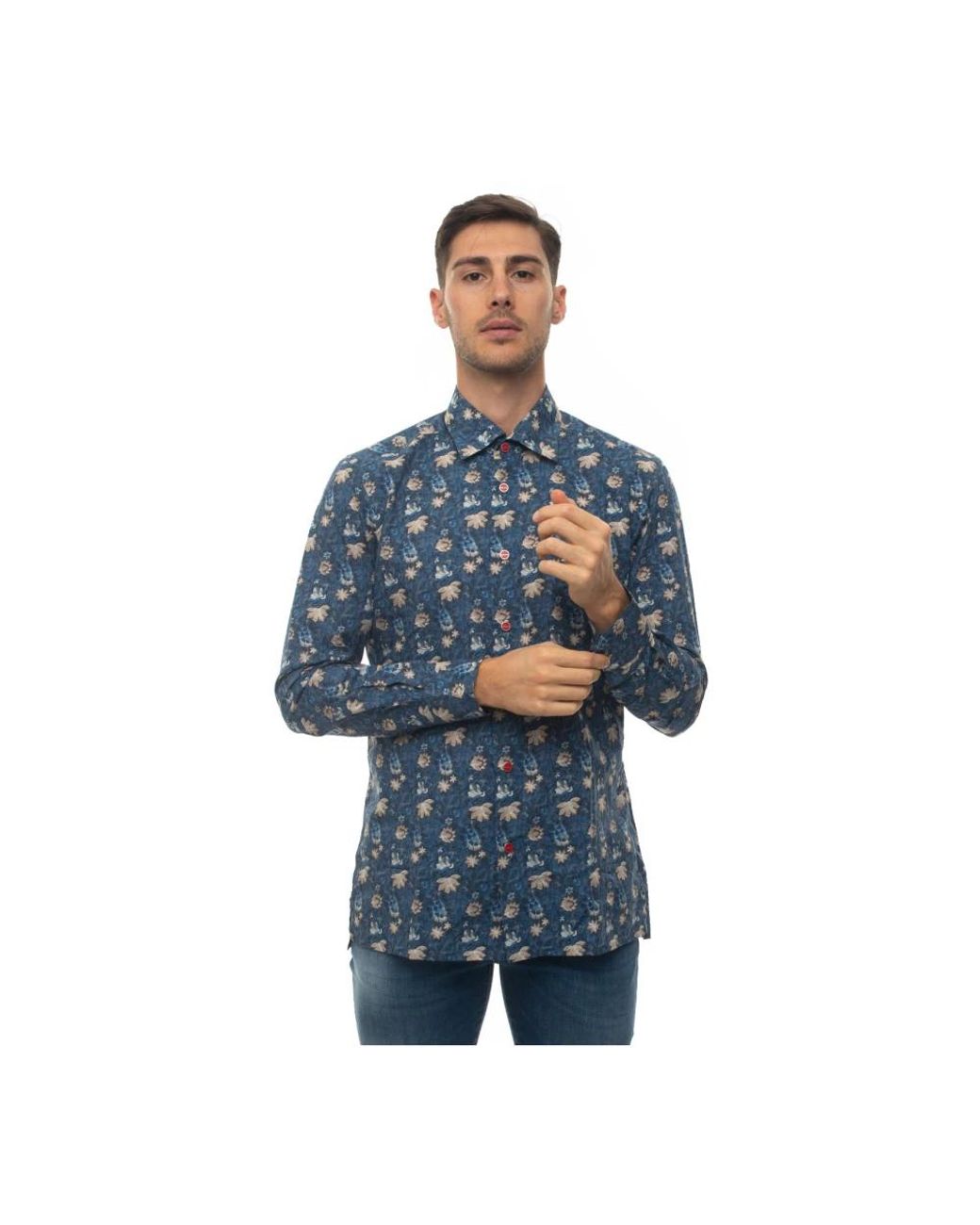Kiton Casual Overhemden in het Blue voor heren