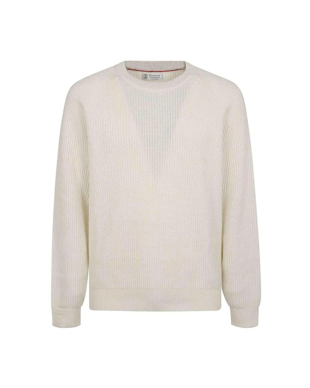 Brunello Cucinelli White Cashmere Knitwear for men