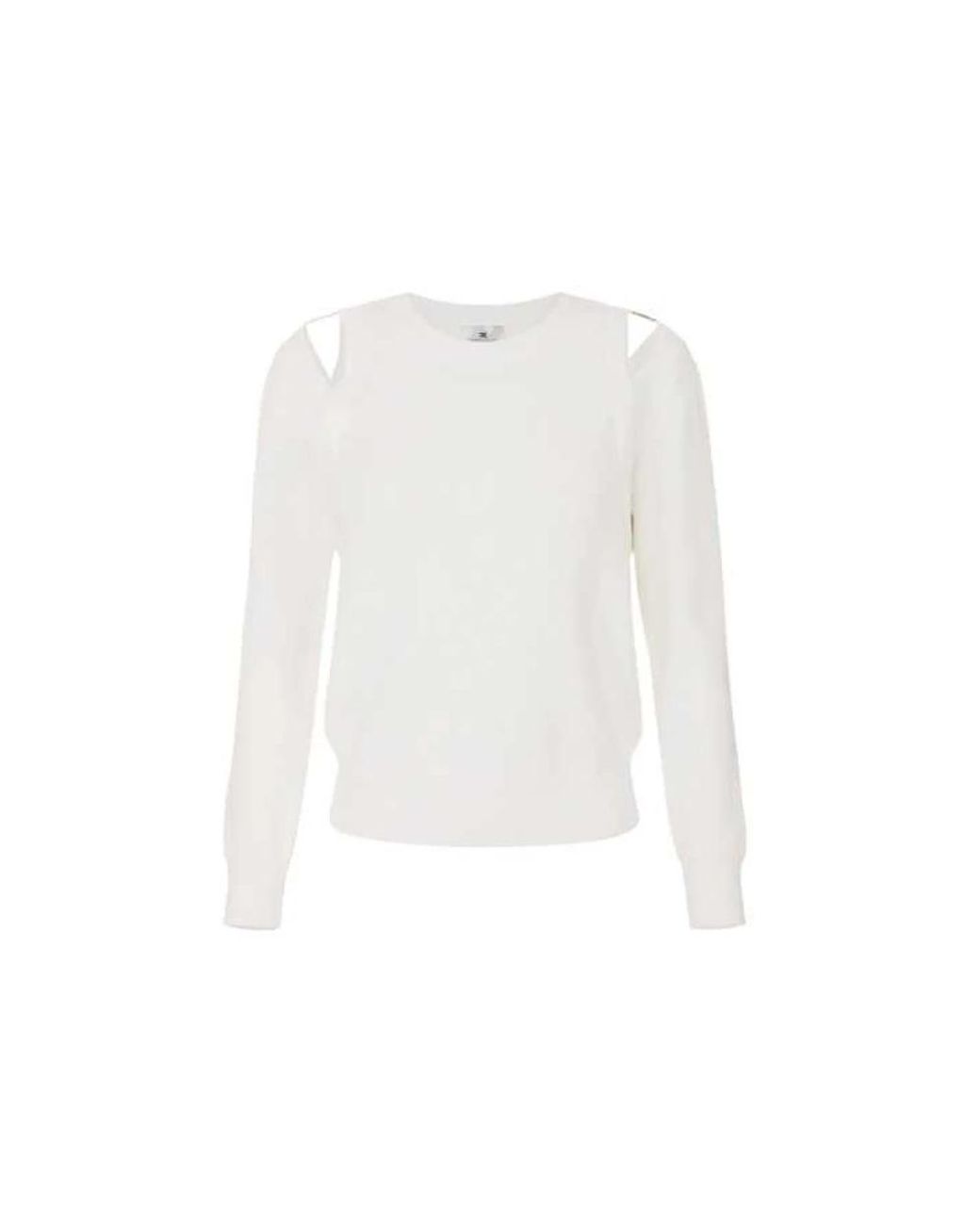 Elisabetta Franchi White Round-Neck Knitwear