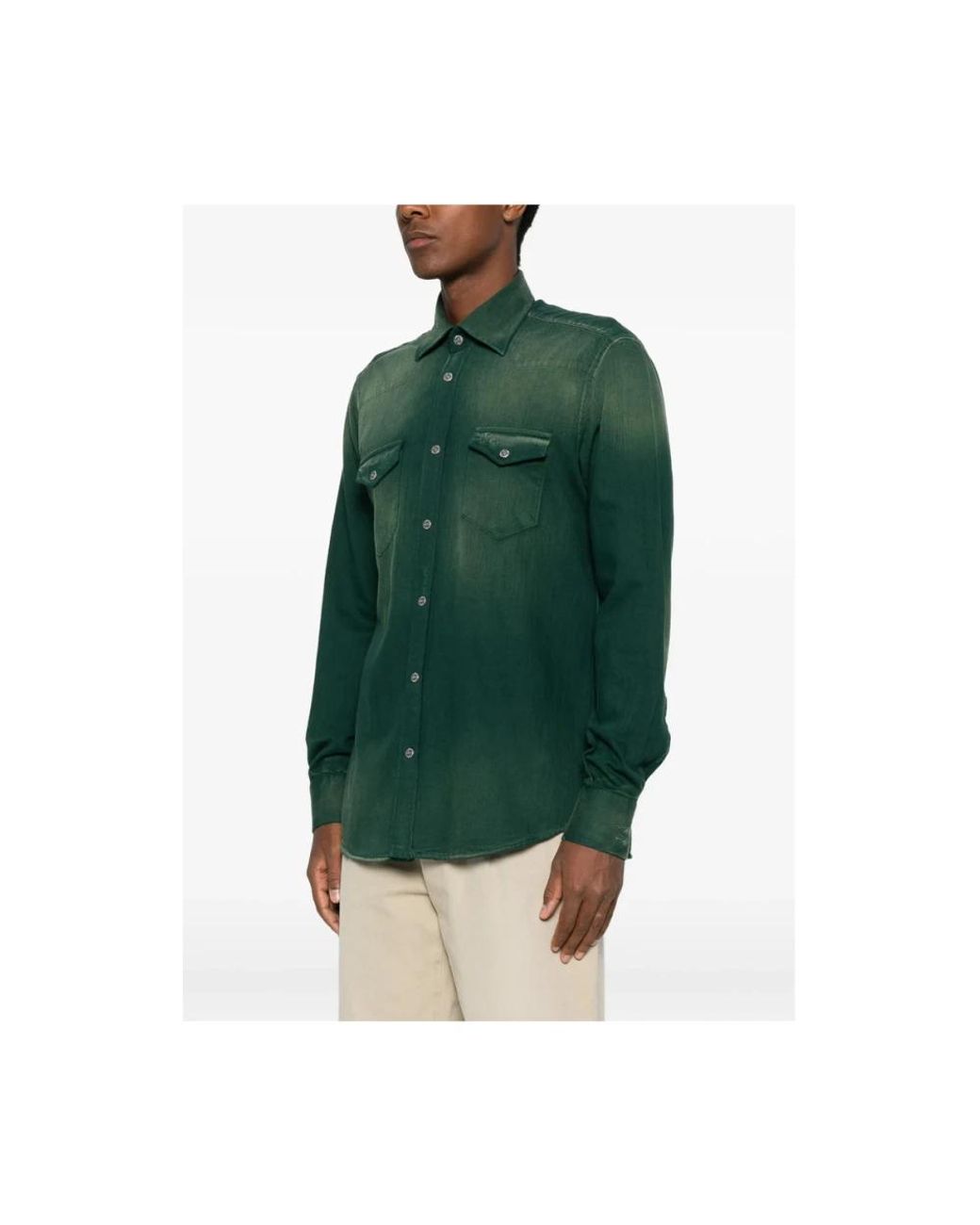 Sartorio Napoli Green Casual Shirts for men