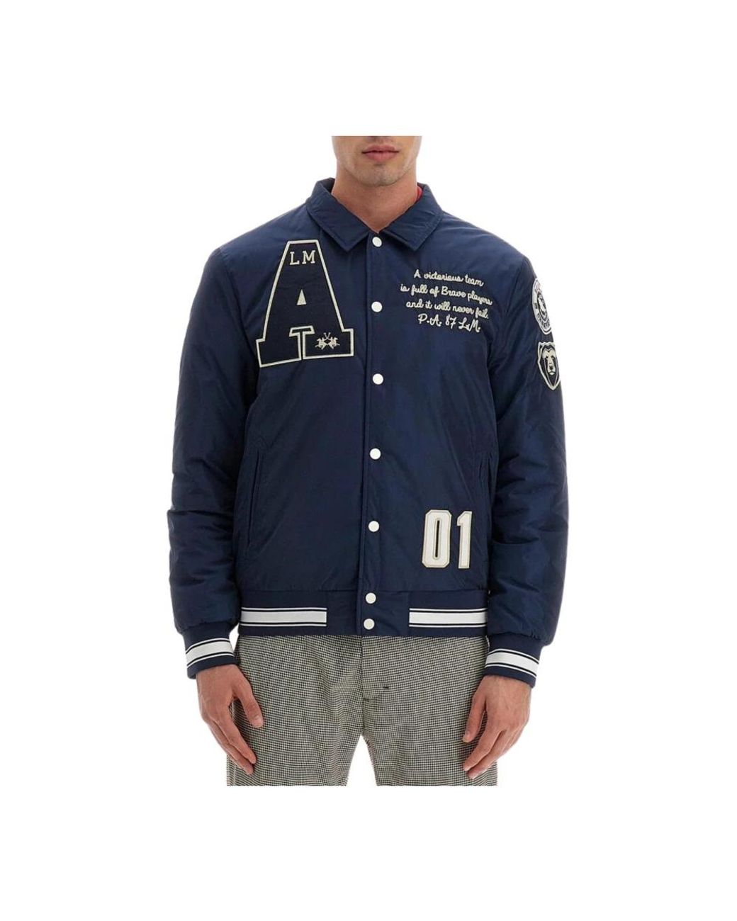 La Martina Jassen ,Blauw ,Polyester Blauw Polyester Bomberjack in het Blue voor heren