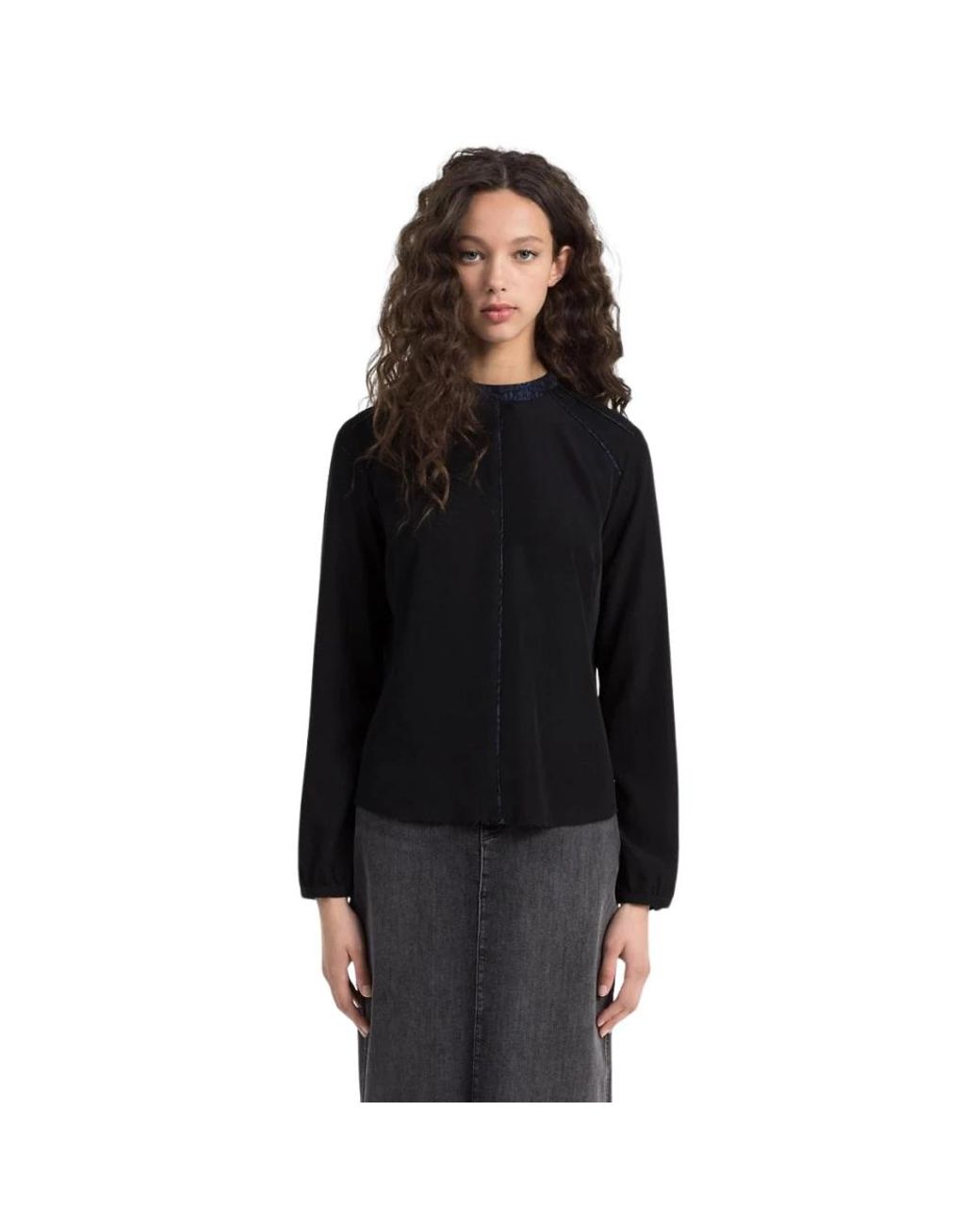 Calvin Klein Overhemden ,Zwart ,Katoen Blouse in het Black
