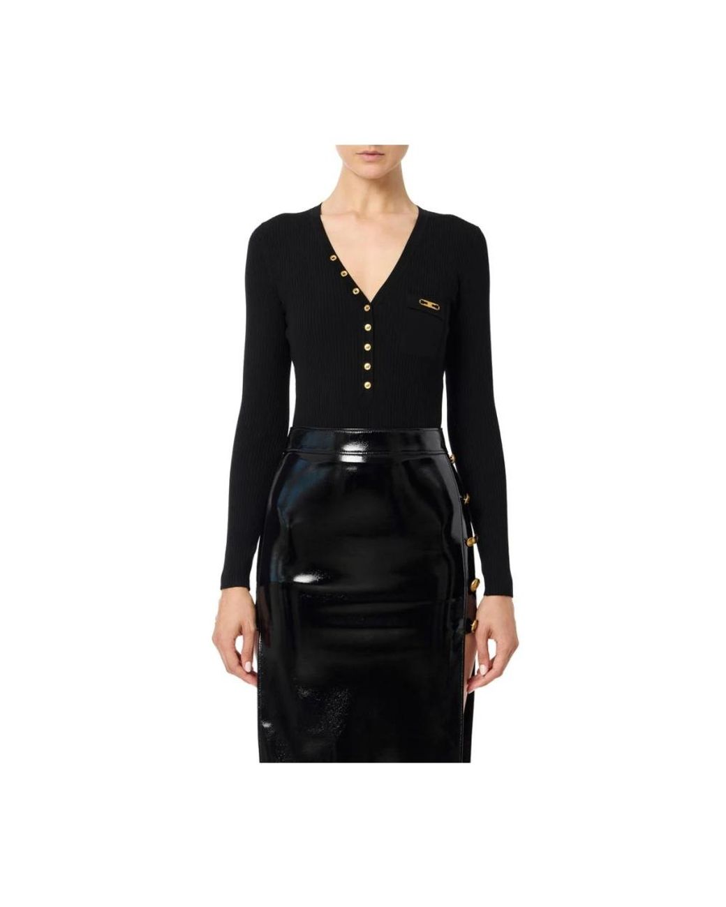 Elisabetta Franchi Black V-Neck Knitwear