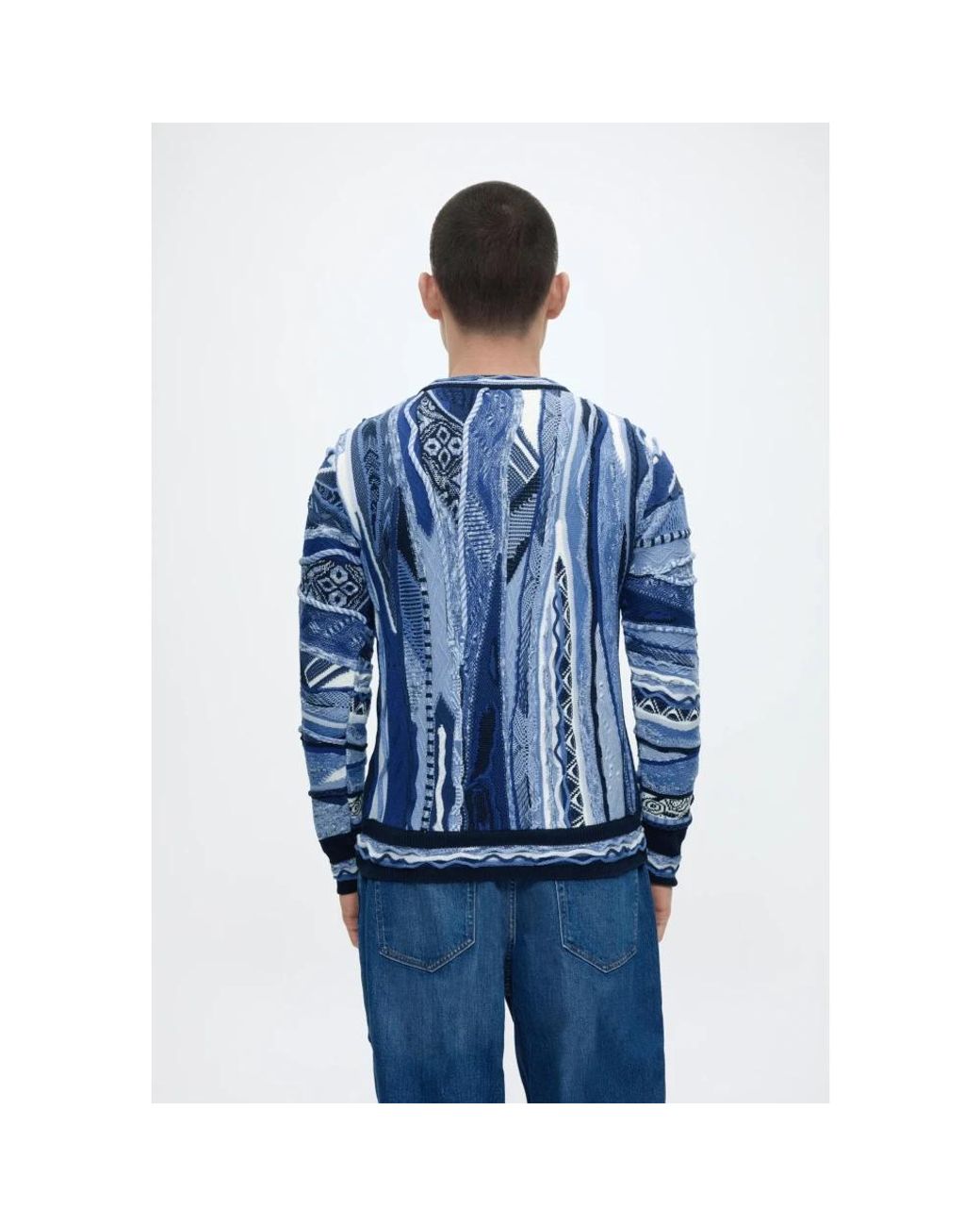 carlo colucci Blue Round-Neck Knitwear for men