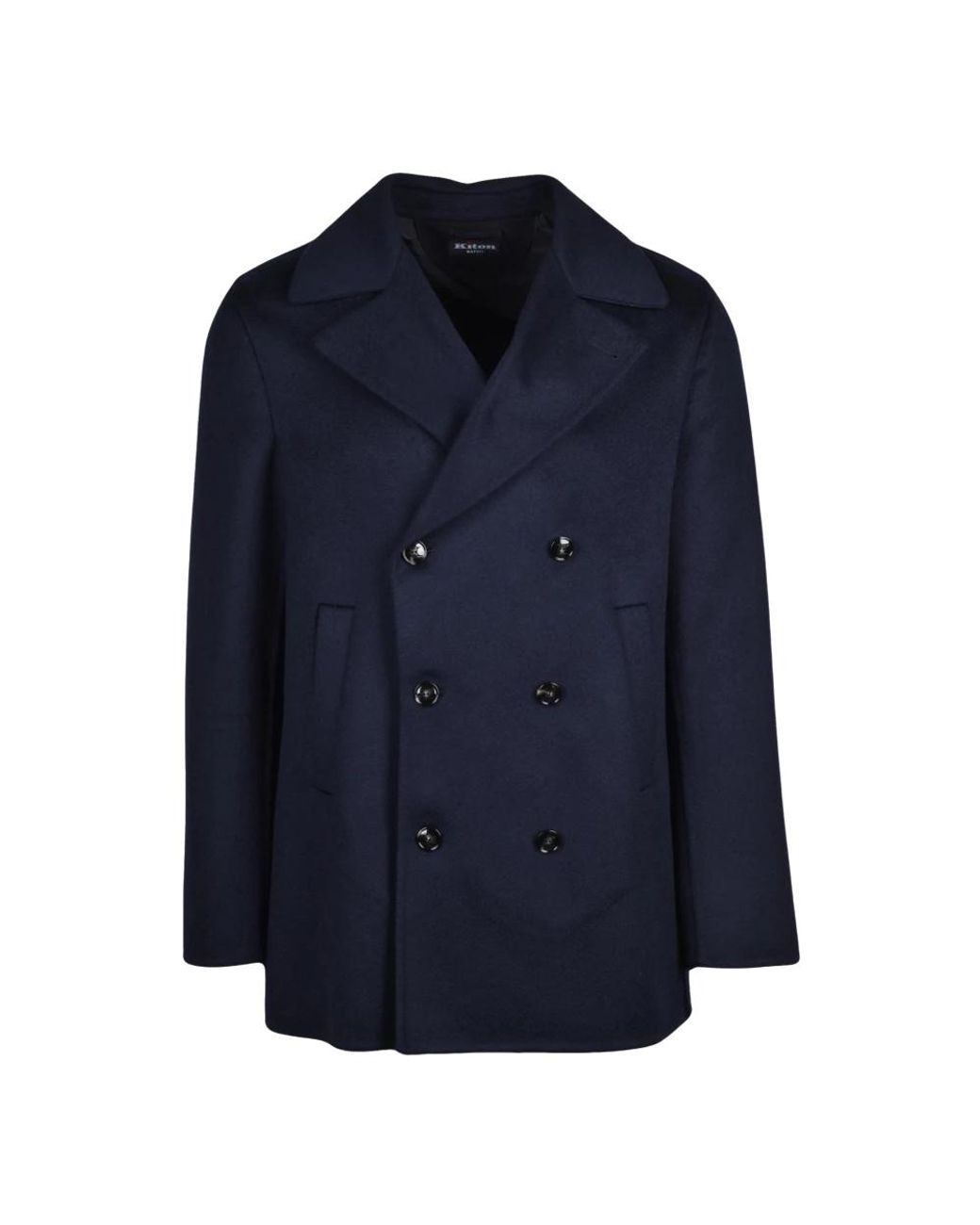 Kiton Blue Double-Breasted Coats for men