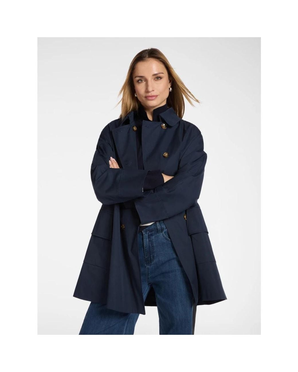 Elena Miro Blue Double-Breasted Coats