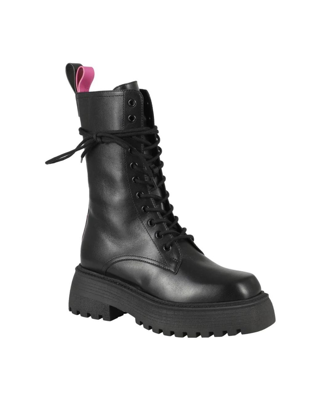 3Juin Black Lace-Up Boots