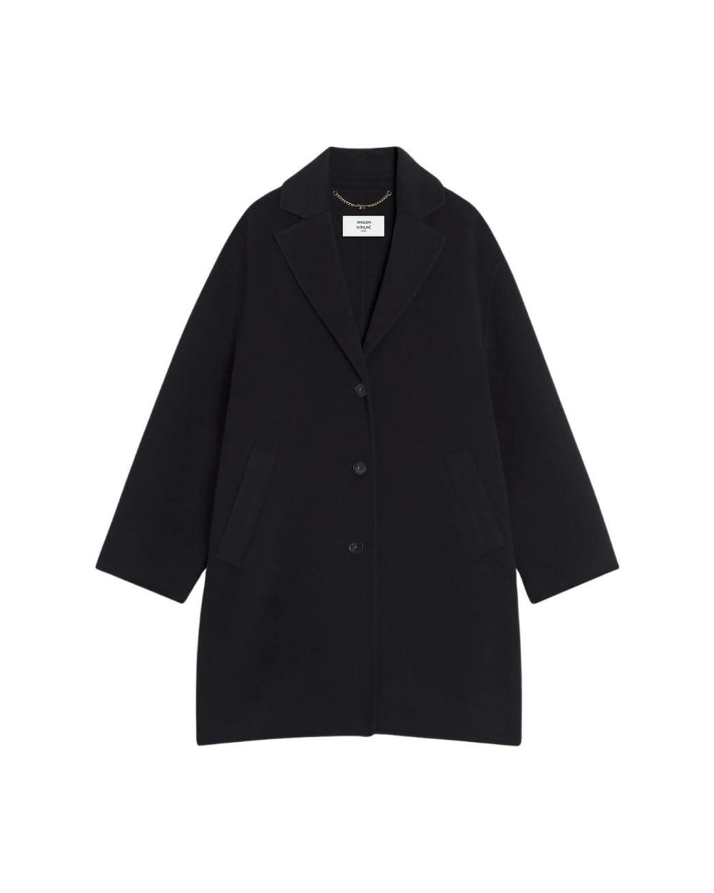 Single-Breasted Coats di Maison Kitsuné in Black