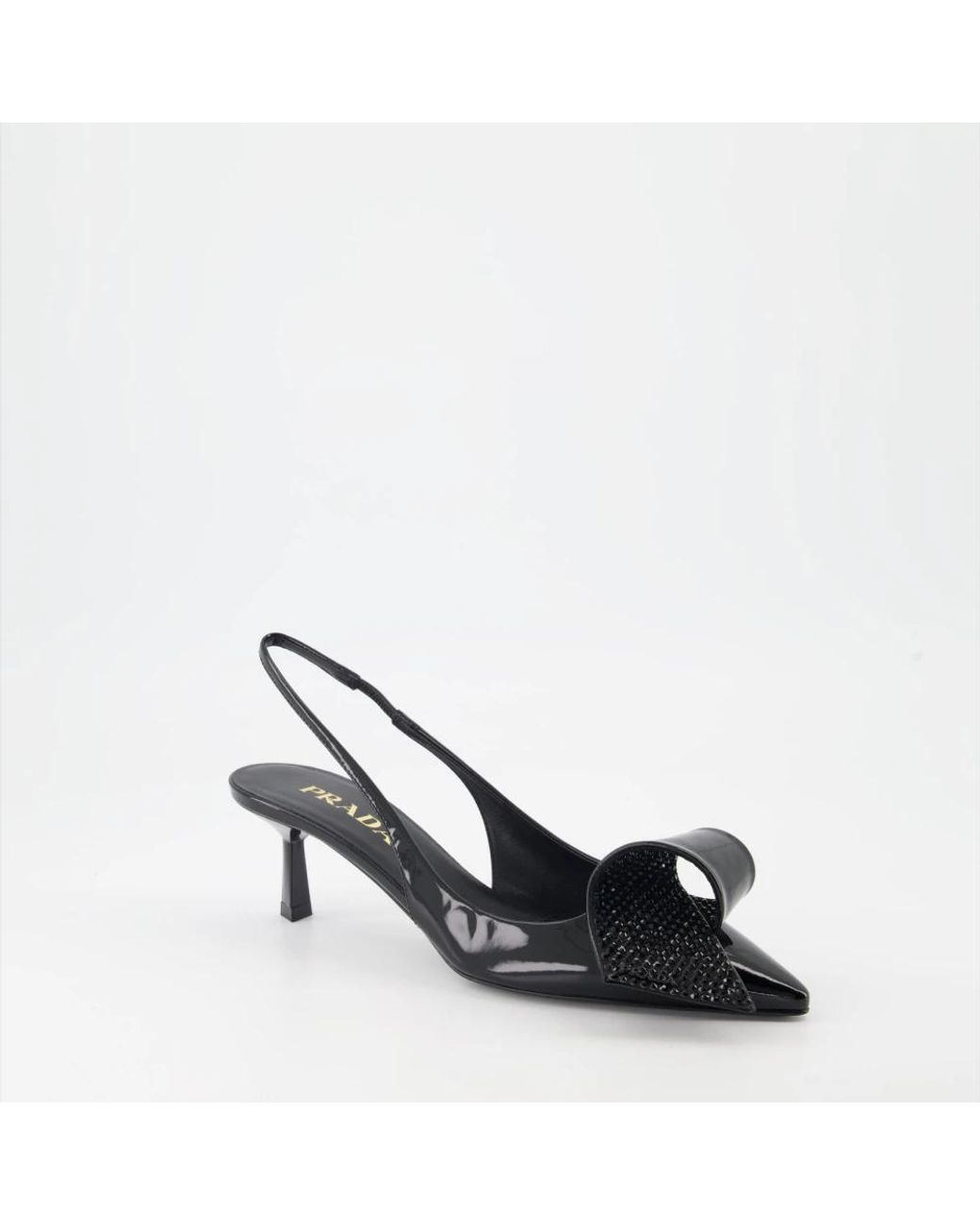 Prada Blue Pumps Aus Lackleder Mit Elastischem Riemen