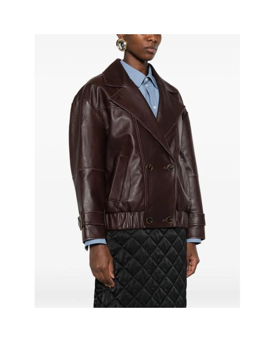 Leather Jackets Marella de color Brown