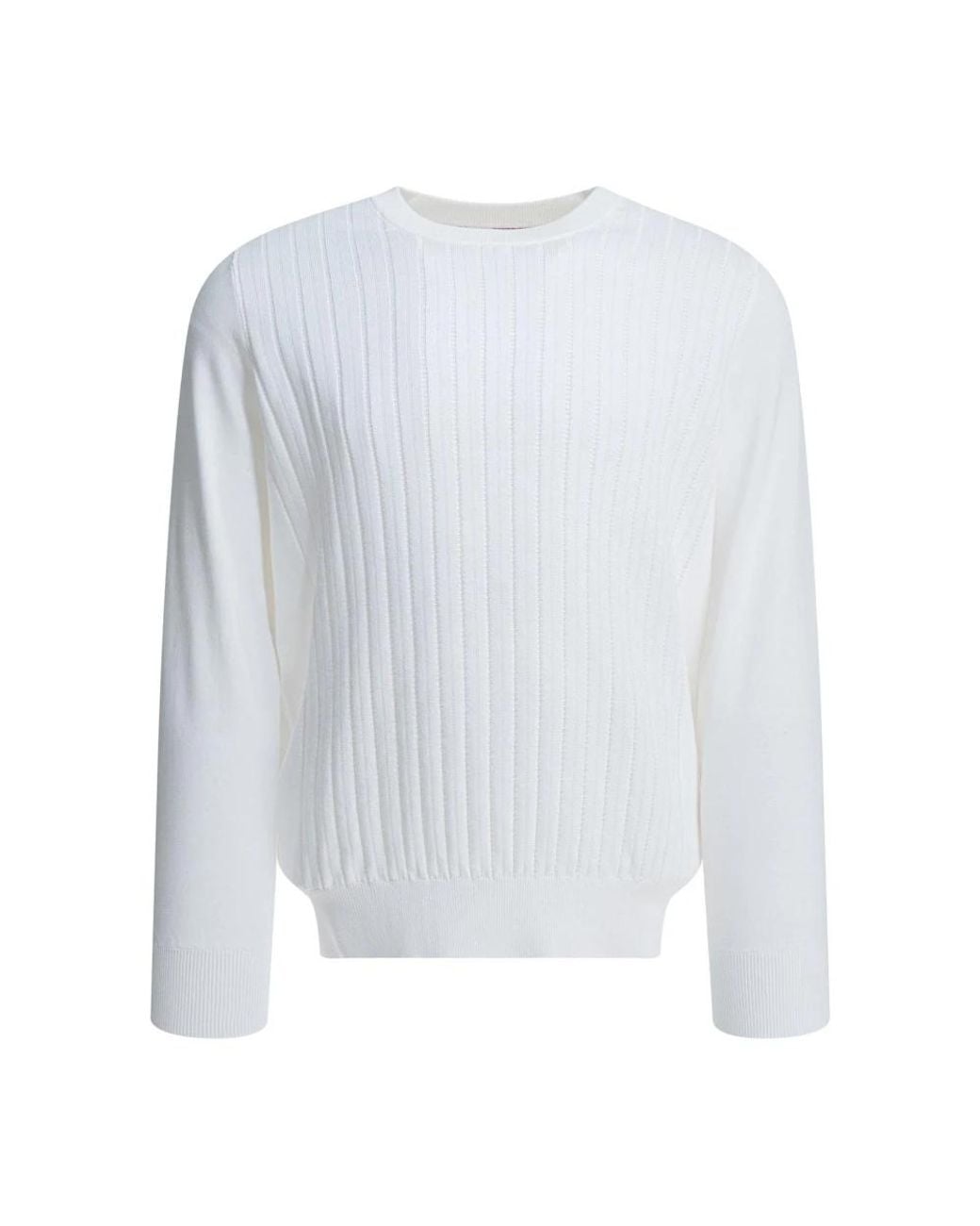 Brunello Cucinelli White Round-Neck Knitwear for men