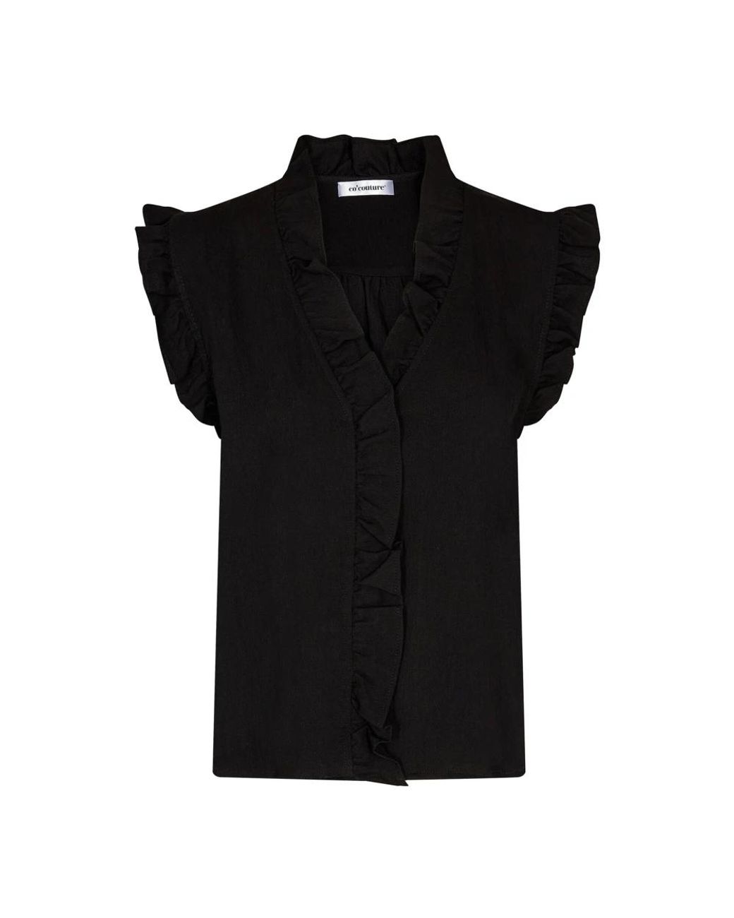 co'couture Overhemden ,Zwart ,Vrouwelijke Frill Top Zwart in het Black