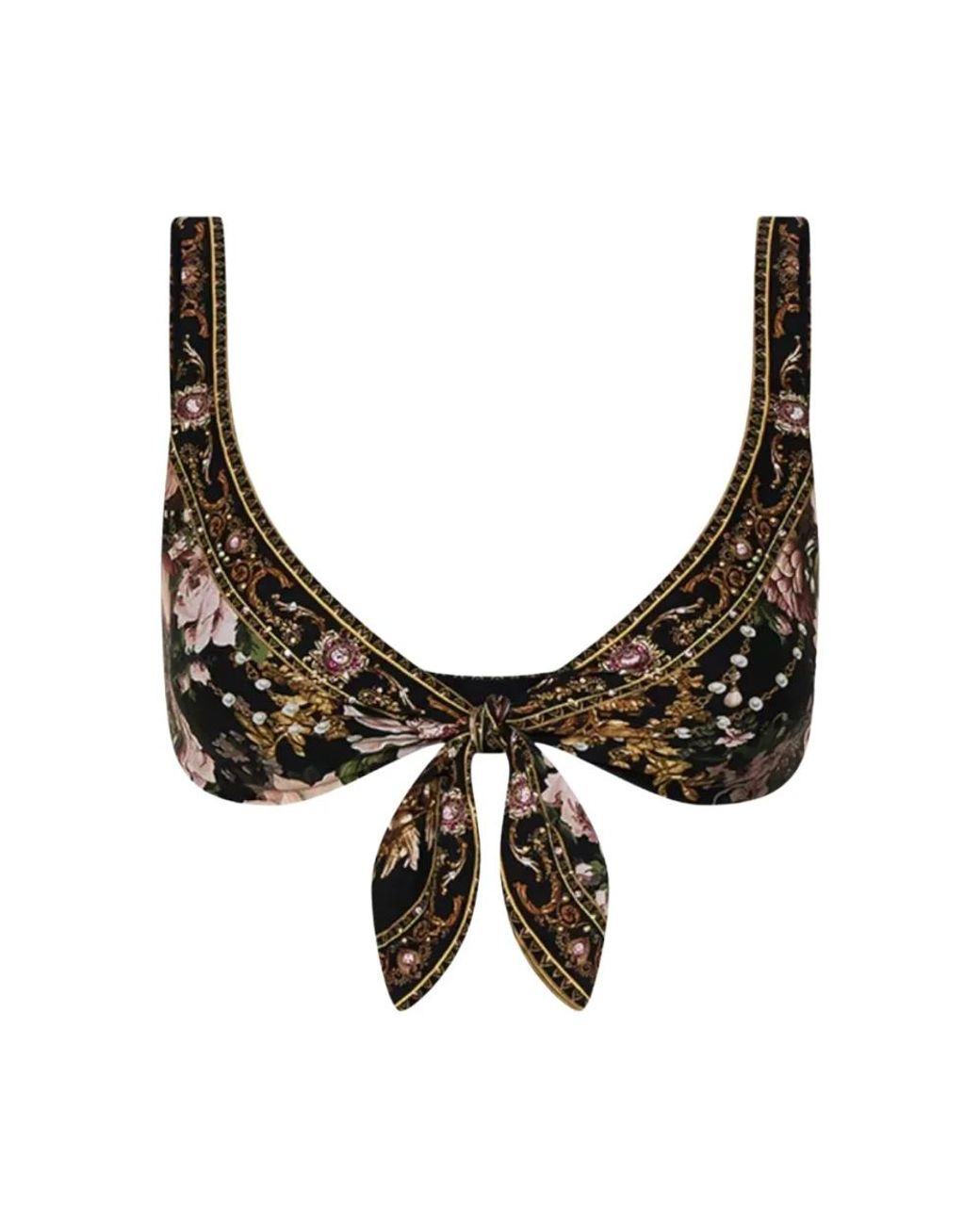 Camilla Badmode ,Zwart ,Ruched Tie Front Bra in het Brown