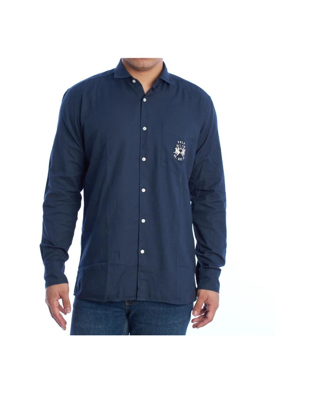 La Martina Blue Casual Shirts for men