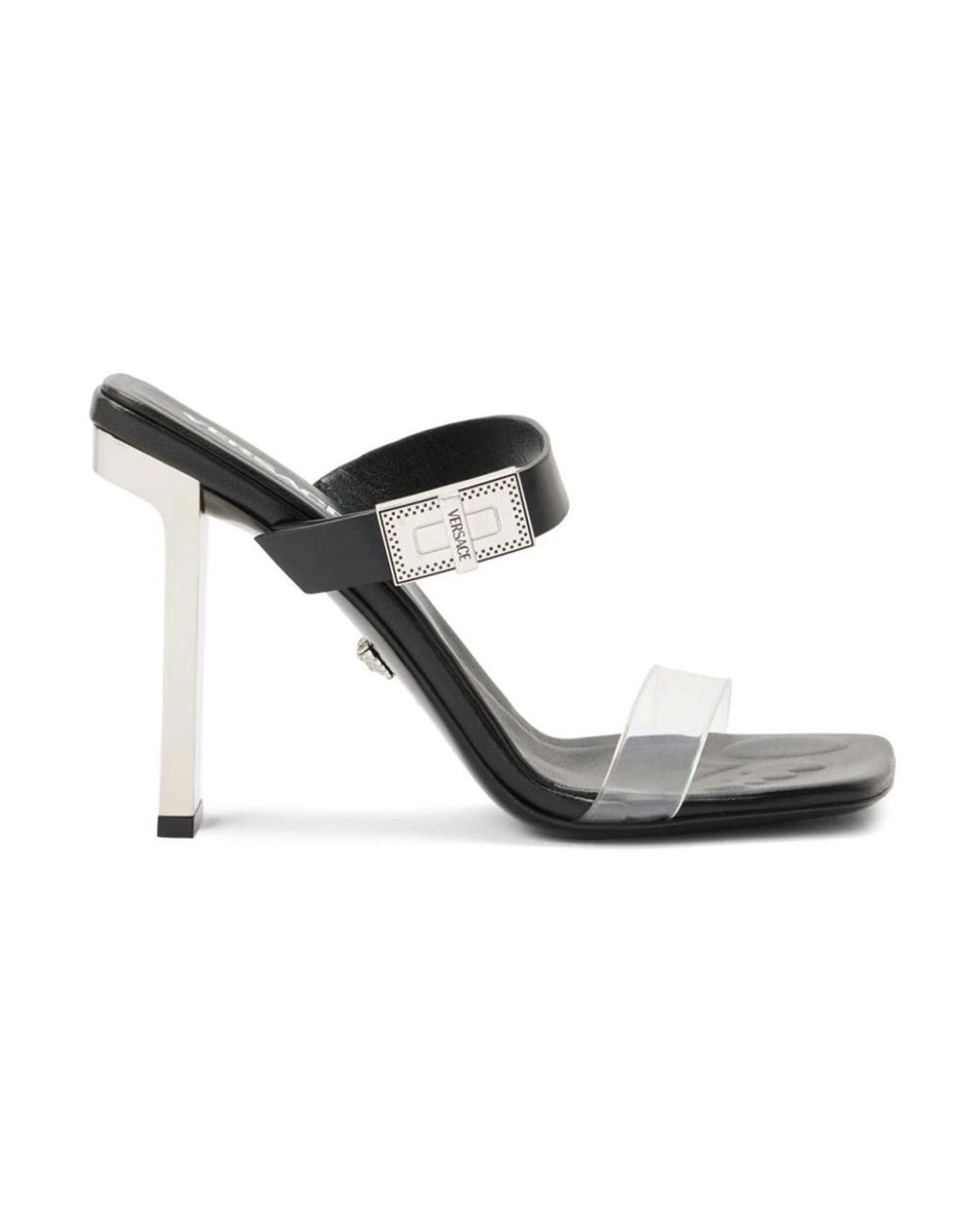 Versace Schoenen ,Zwart ,Metalen Hak Instap Sandalen in het Black