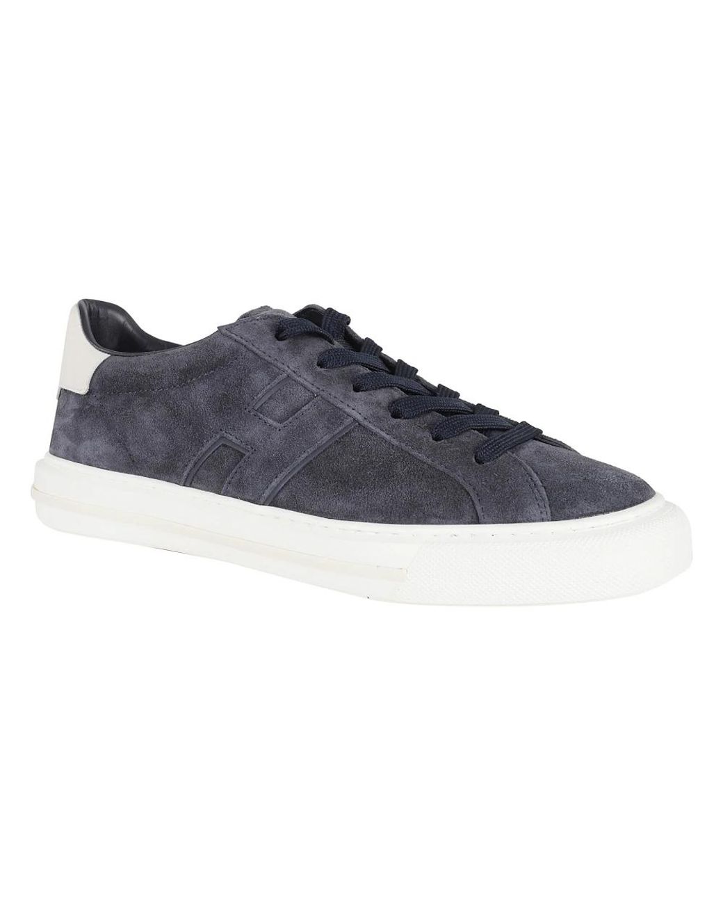 Hogan Blue Denim H691 Laced Embossed-H Suede Sneakers for men