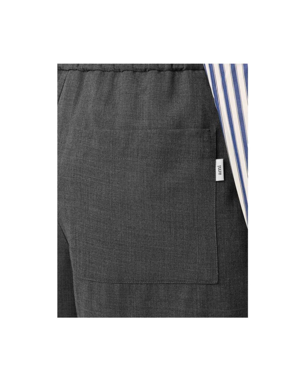 AMI Gray Straight Trousers for men