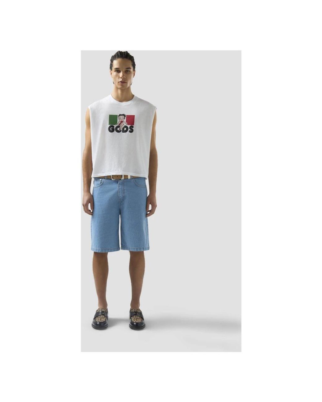 Gcds Blue Denim Shorts for men