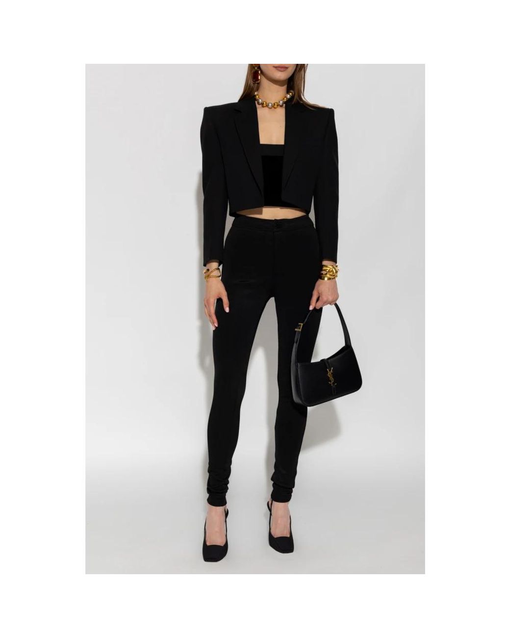 Saint Laurent Black Saint Laurent Drawstring Fitted Trousers