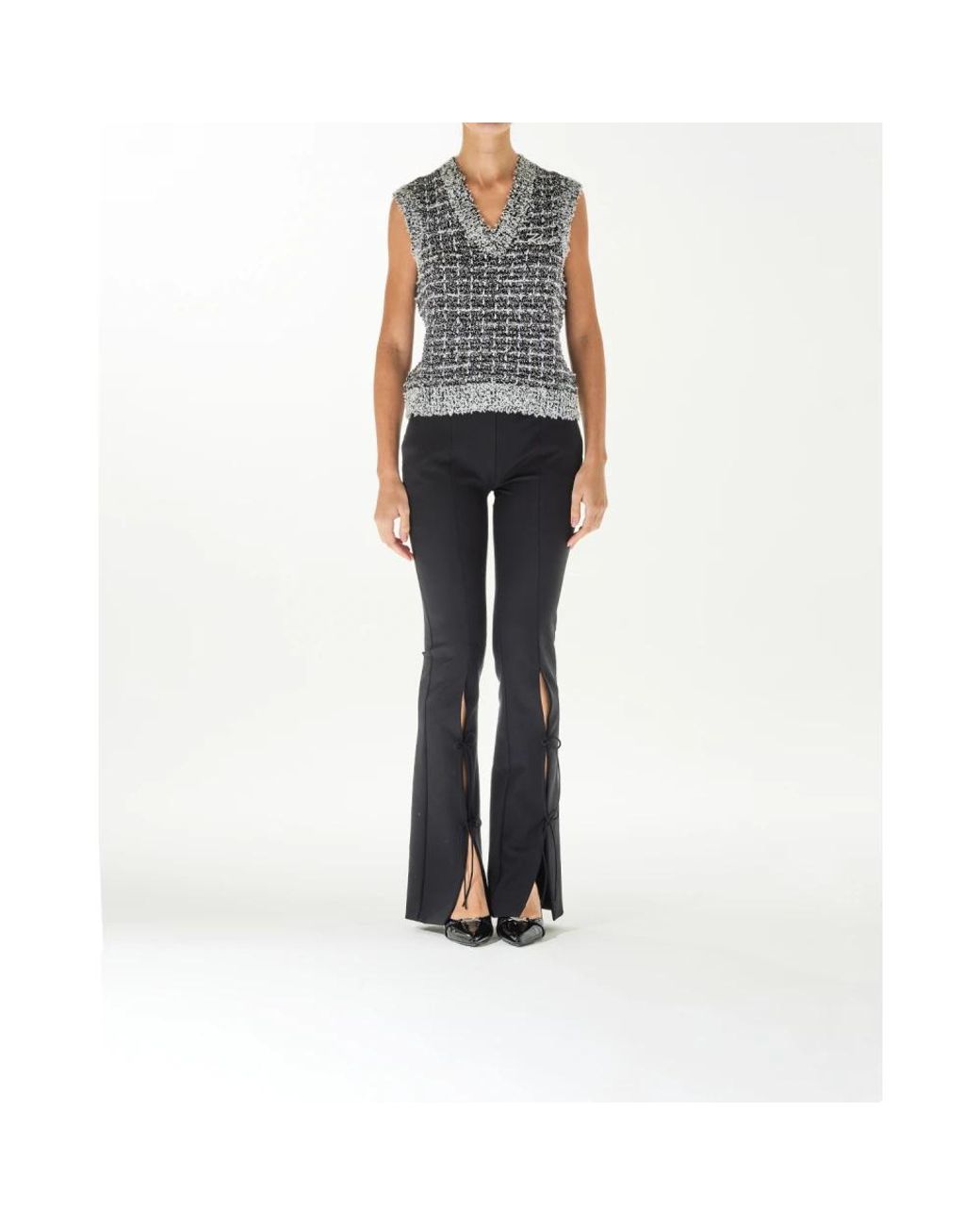 Karl Lagerfeld Gray V-Neck Knitwear