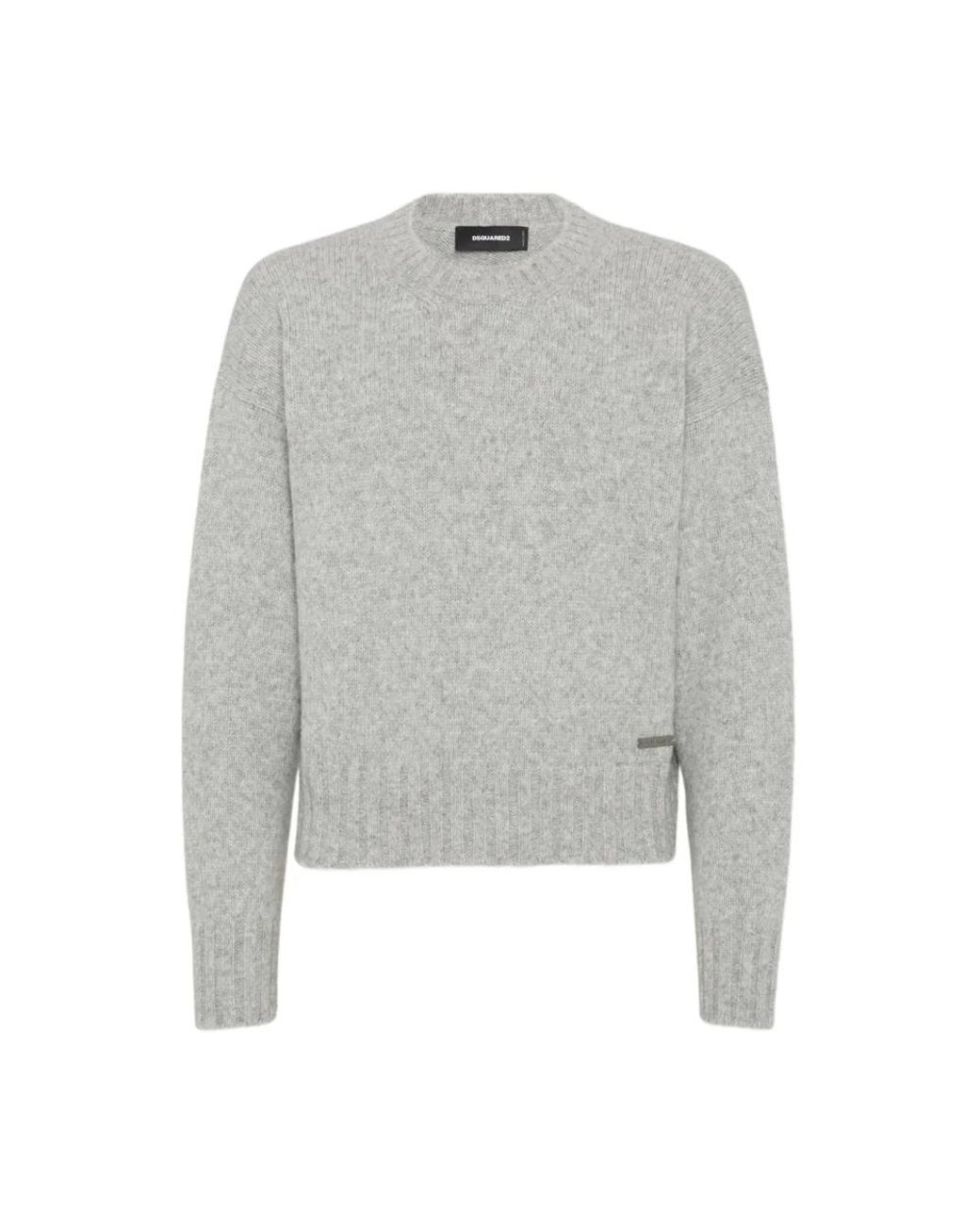 DSquared² Gray Round-Neck Knitwear for men