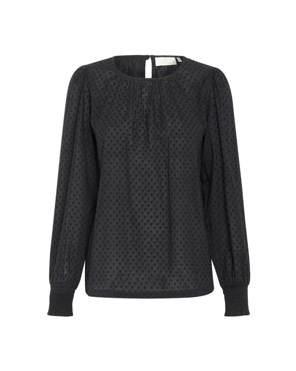Kaffe Overhemden ,Zwart ,Zwart Diep Smock Manchet Blouse in het Black
