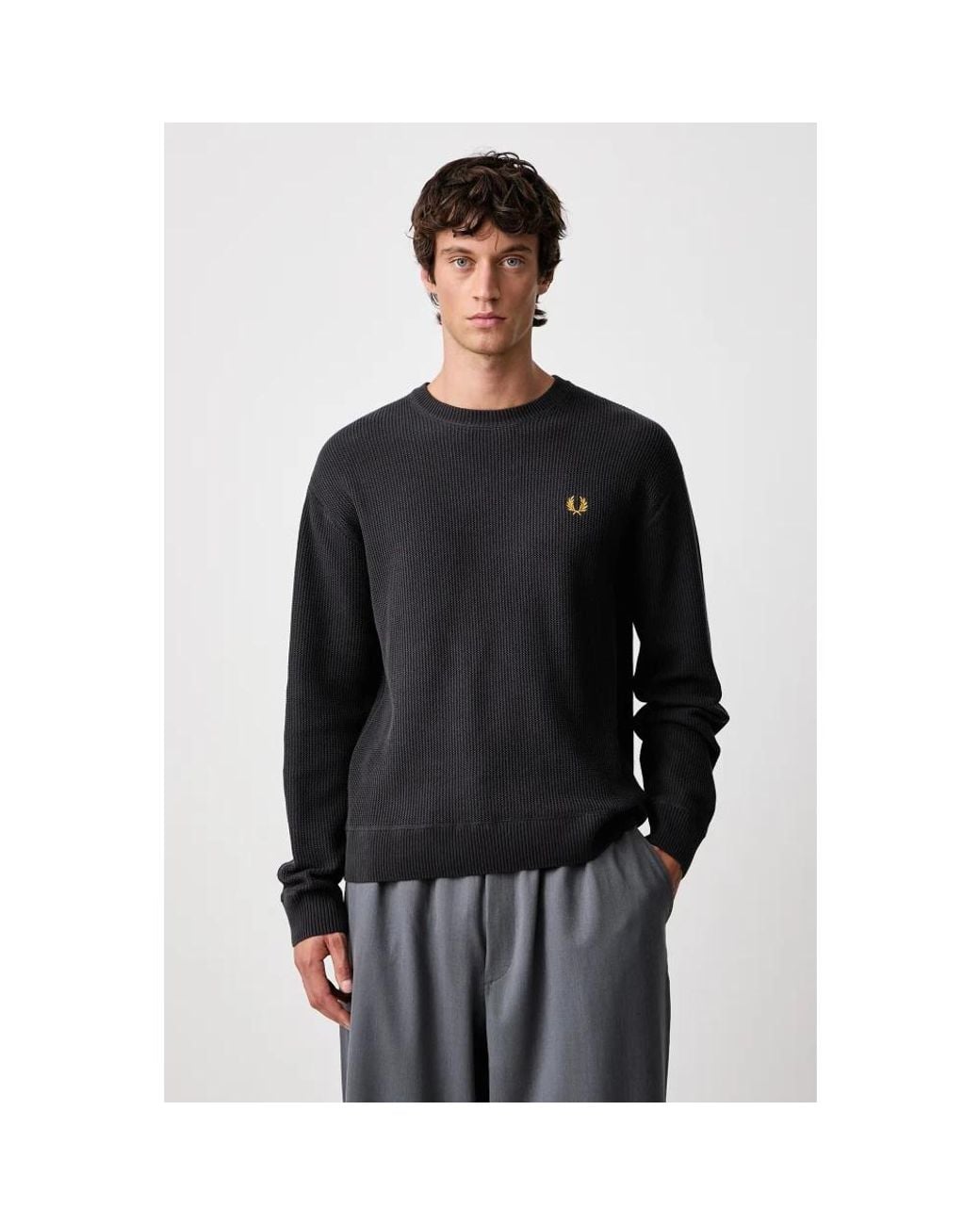 Fred Perry Strukturierter Pullover in Black für Herren