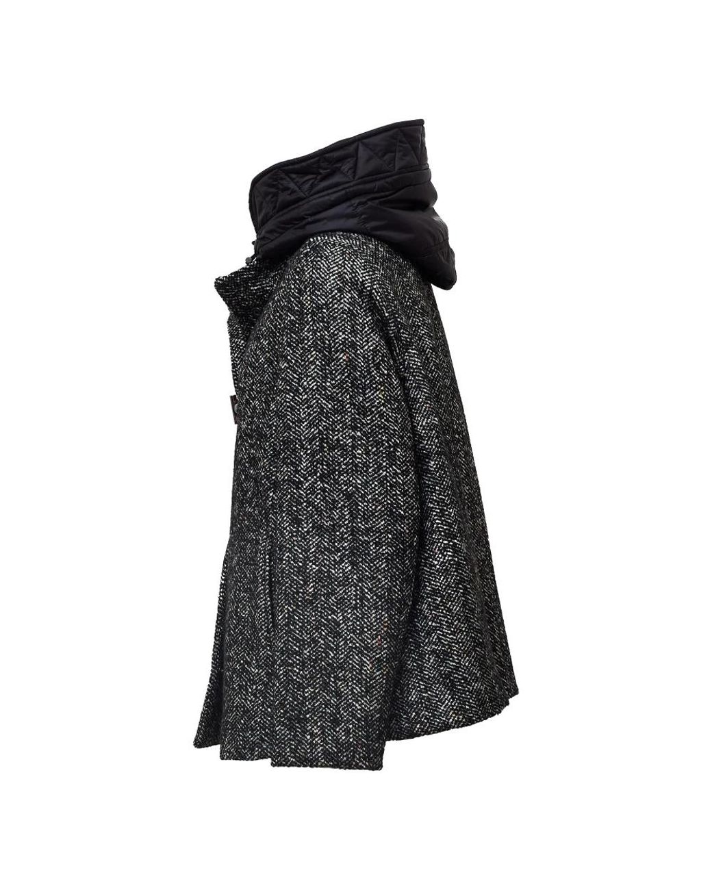 Fay Black Cappa Toggle Coat