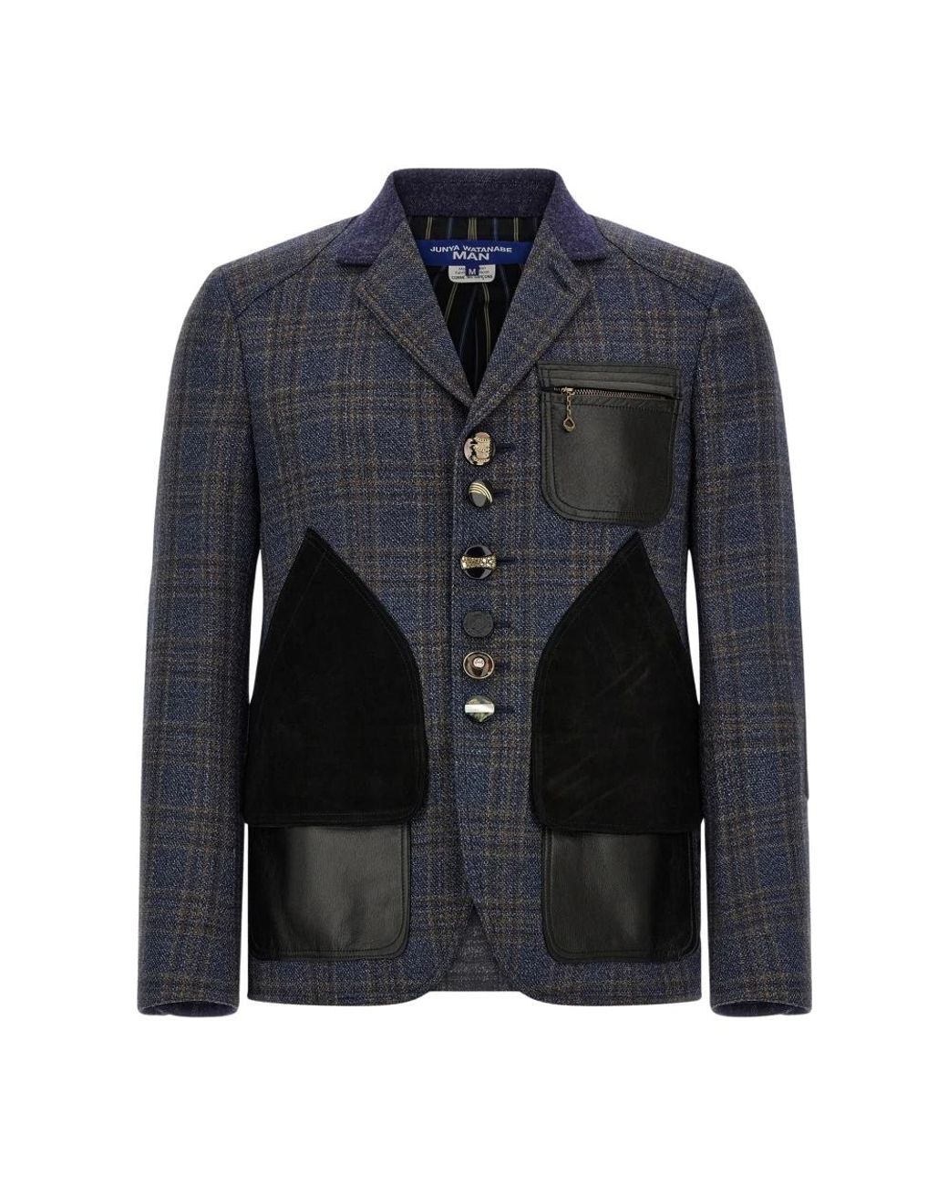 Junya Watanabe Jassen ,Blauw ,Wol Check Patchwork Wool Blazer in het Blue voor heren