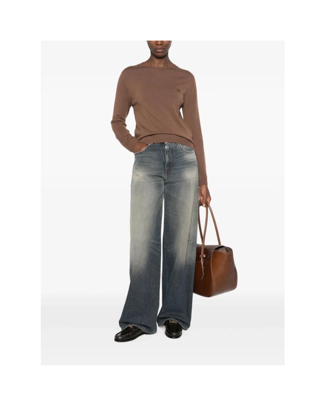 Ermanno Scervino Brown Round-Neck Knitwear