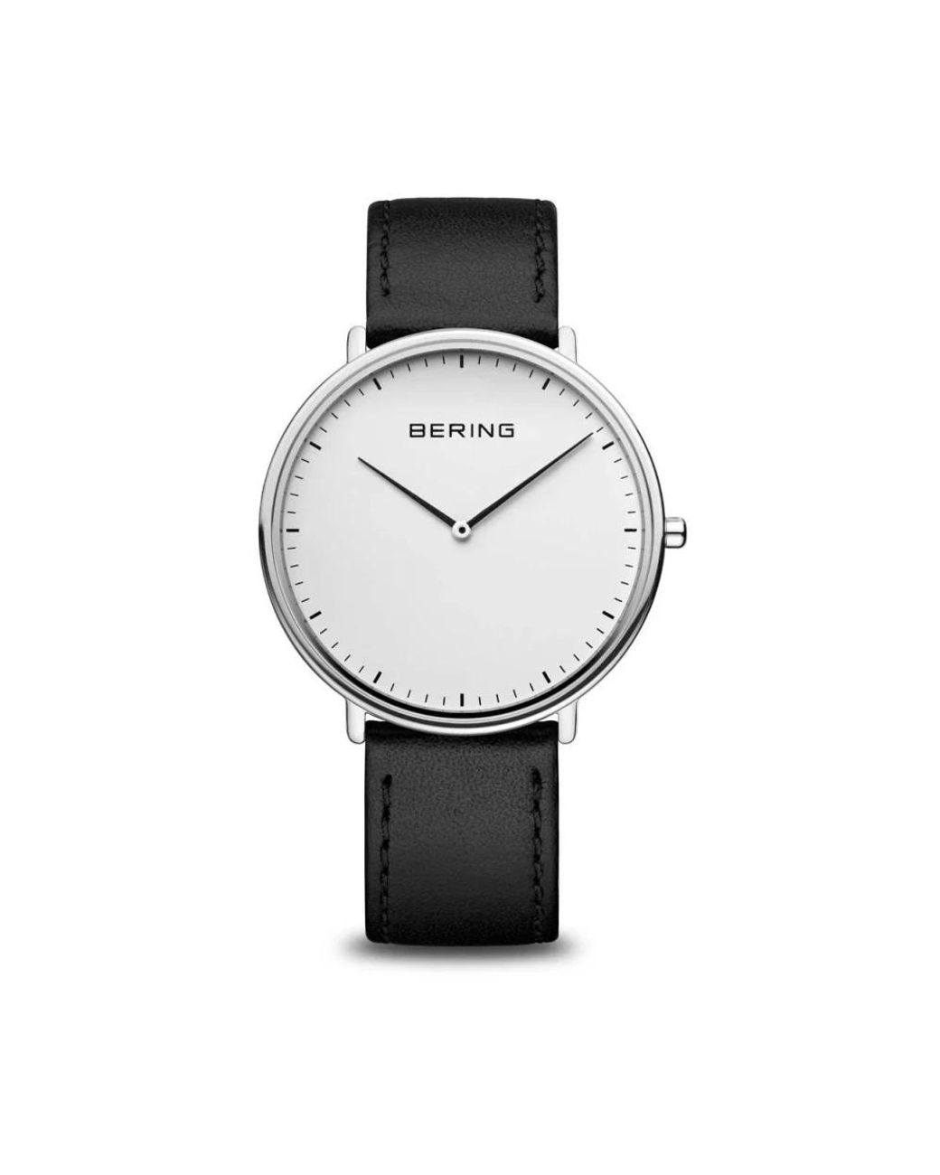 Bering Accessoires ,Grijs ,Leer Horloge Ultra Dun 39 Mm Band Kalfsleer 15739-404 in het Metallic voor heren